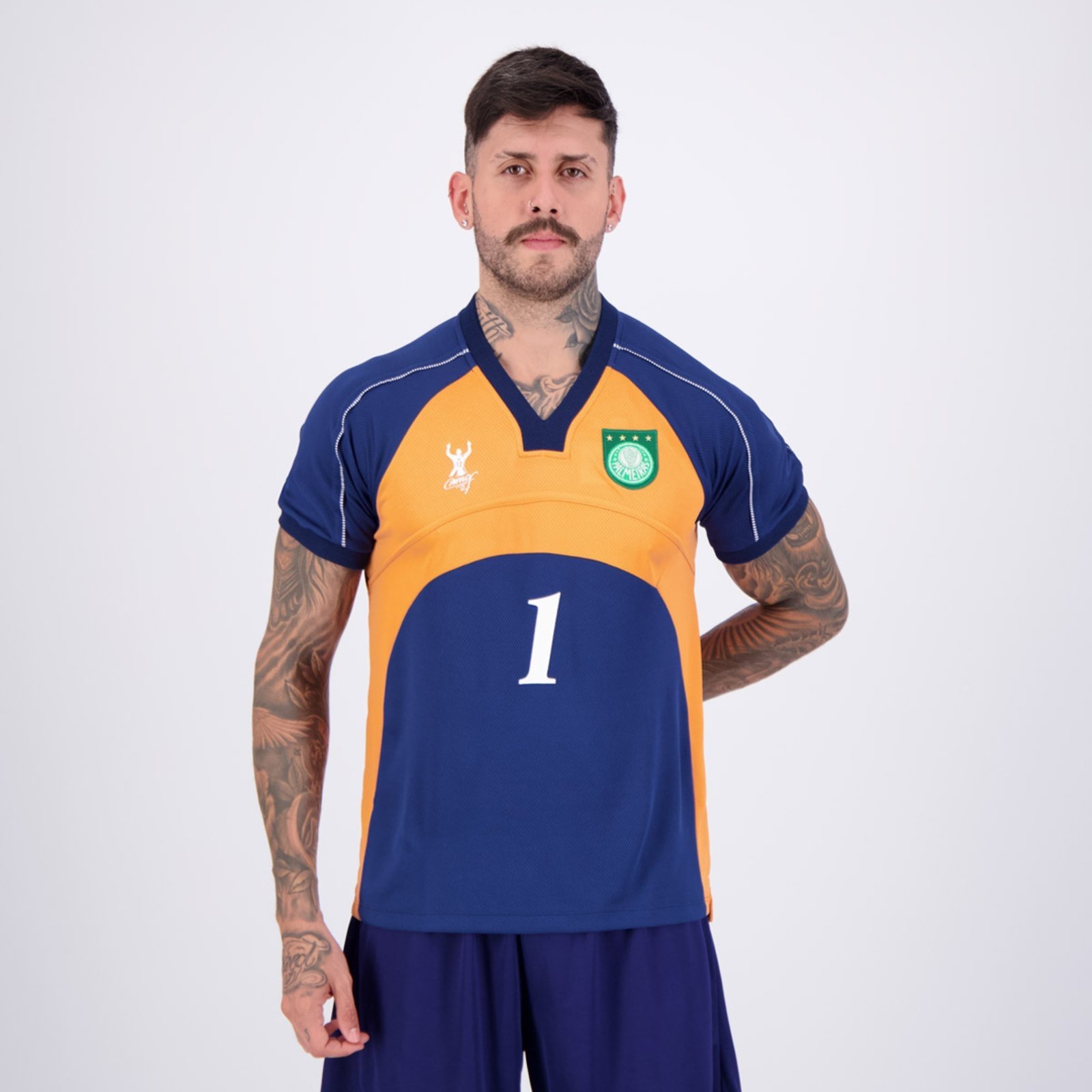 Camisa Palmeiras Goleiro Retrô 2000 Marinho e Laranja