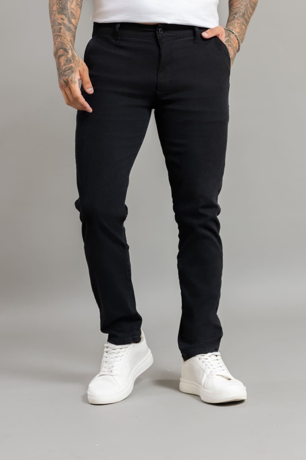 Calça Sarja Sport Fino Masculina Casual Color Dialogo Preto