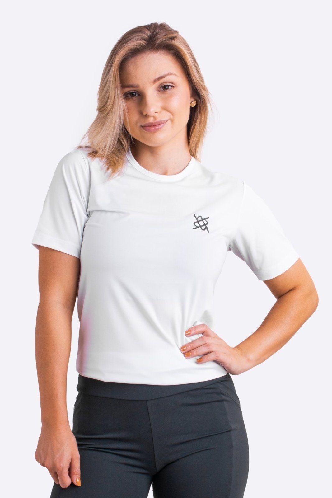 Camiseta Segunda Pele HUPI Manga Curta Branco Branco