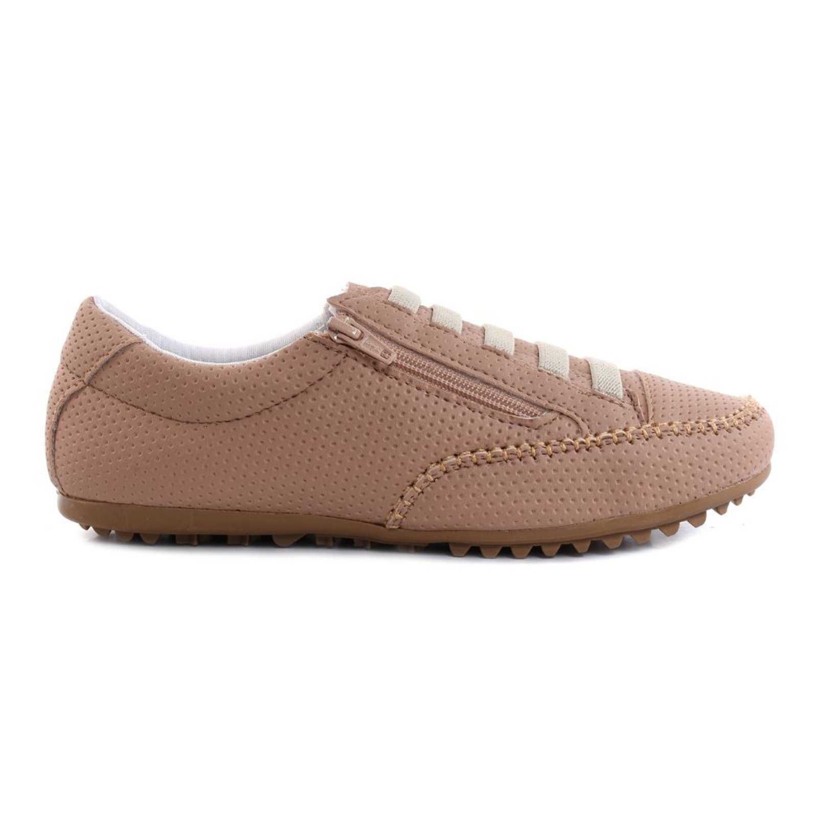 Sapatênis Tênis Feminino Leve Cor Nude Zíper Lateral