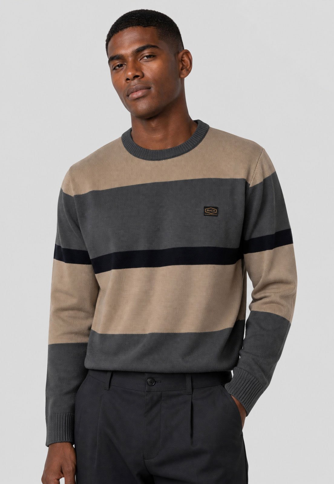 Suéter Masculino RVCA Listrado Bege