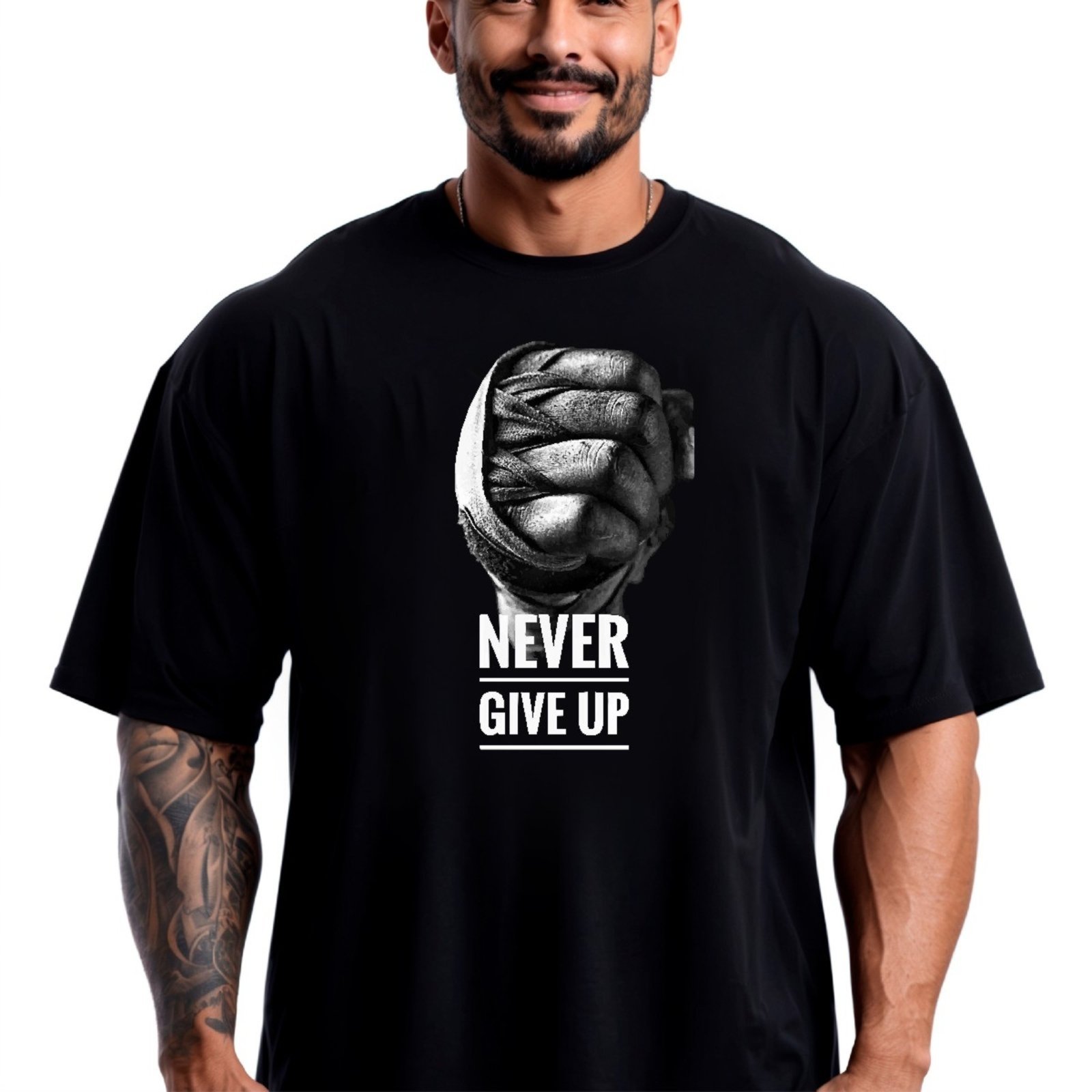 Camiseta Oversized Over Masculina Algodão Academia Preto