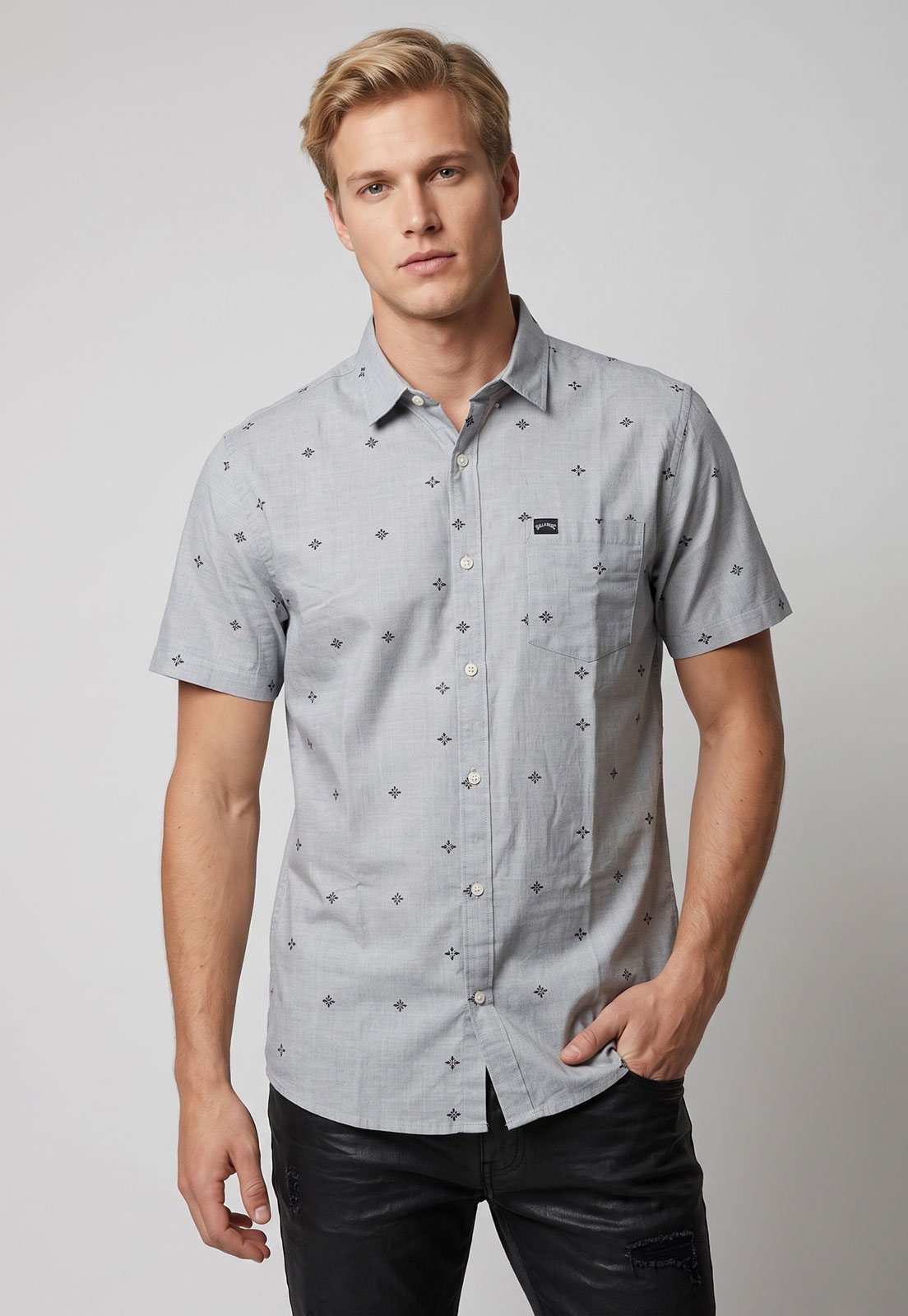 Camisa Masculina Billabong All Day Jacquard Cinza