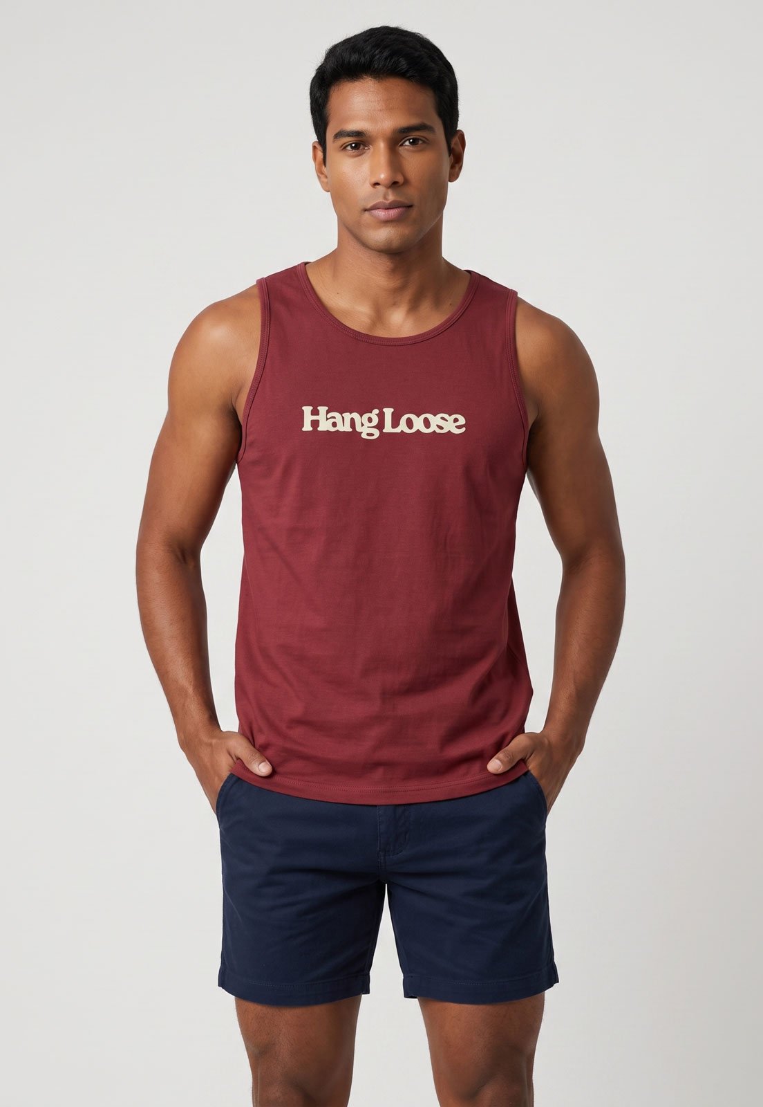 Regata Masculina Hang Loose Silk Typo Vermelha