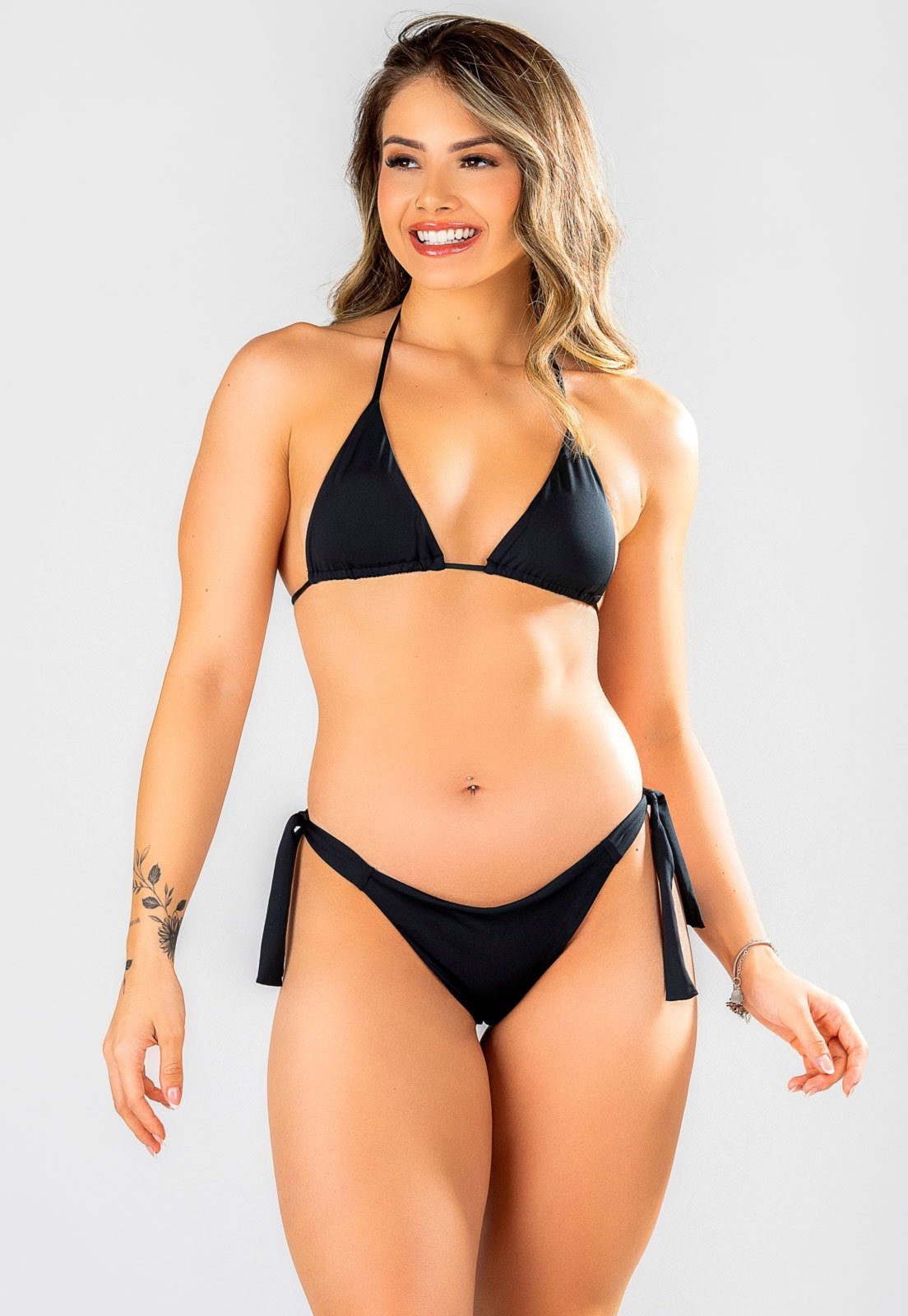 Biquíni Cortininha Summer Soul Empina Bumbum Com Amarração Preto