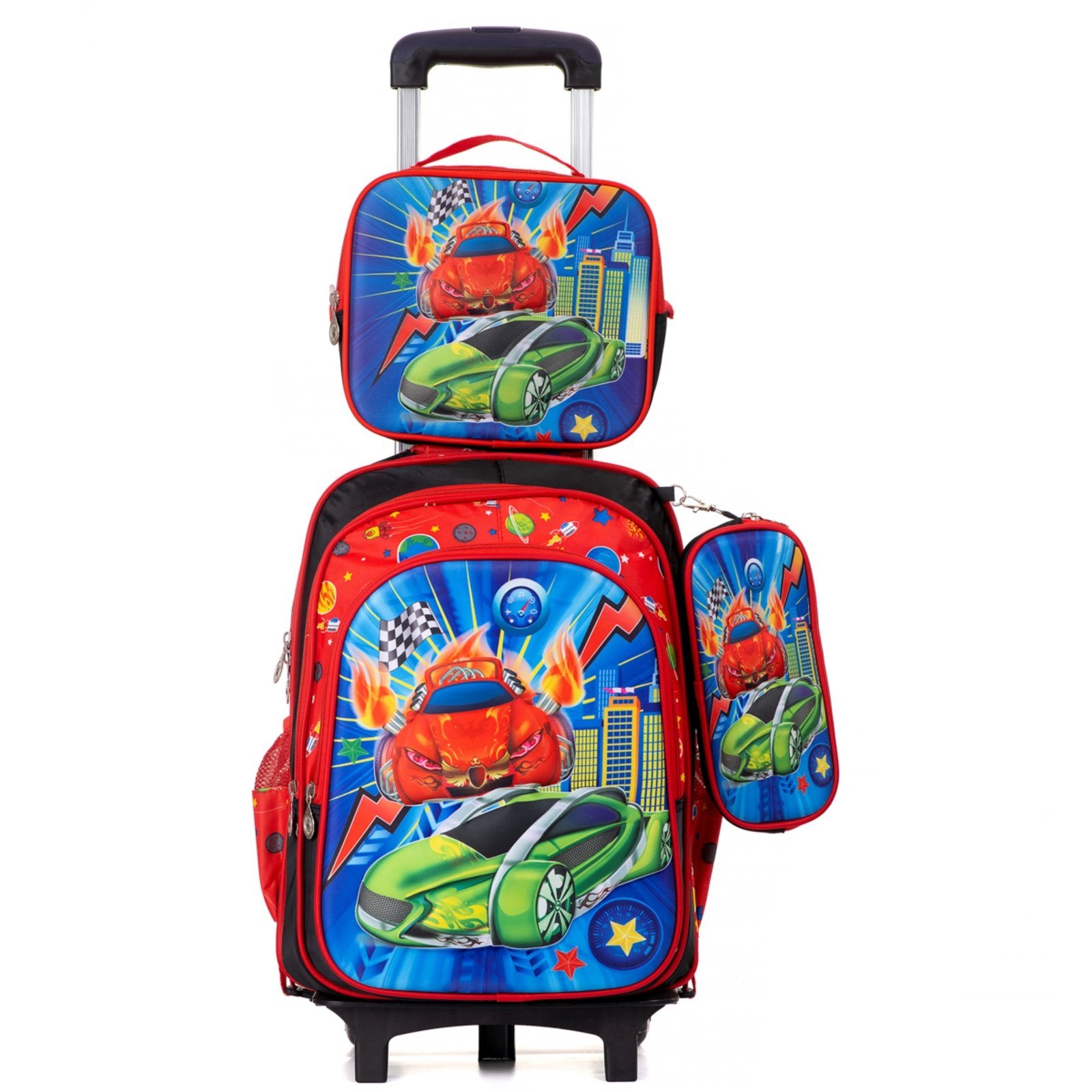 Infantil - Mochila De Rodinha Escolar Menino Menina Kit Lancheira Estojo