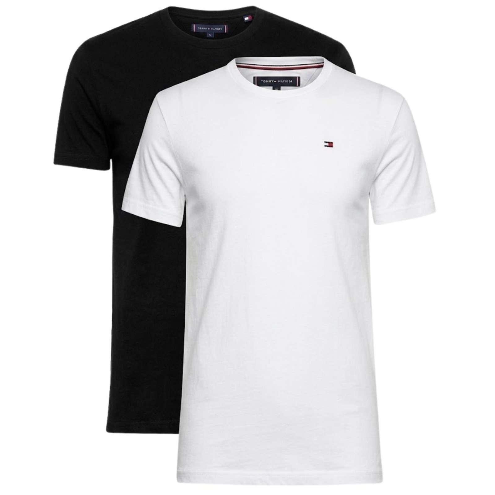 KIT 2 CAMISETAS TOMMY HILFIGER BASICA PRETA/BRANCA