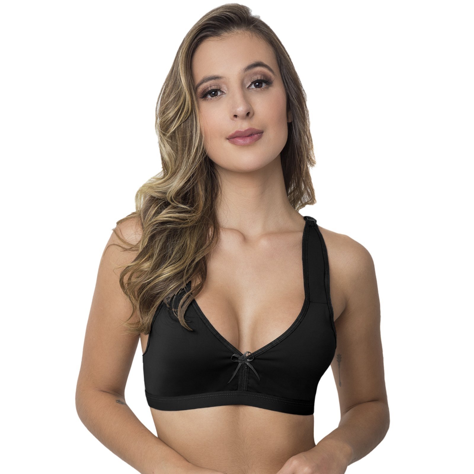 Sutiã Liso Gabi LIngerie Sem Bojo Microfibra Confortável Preto
