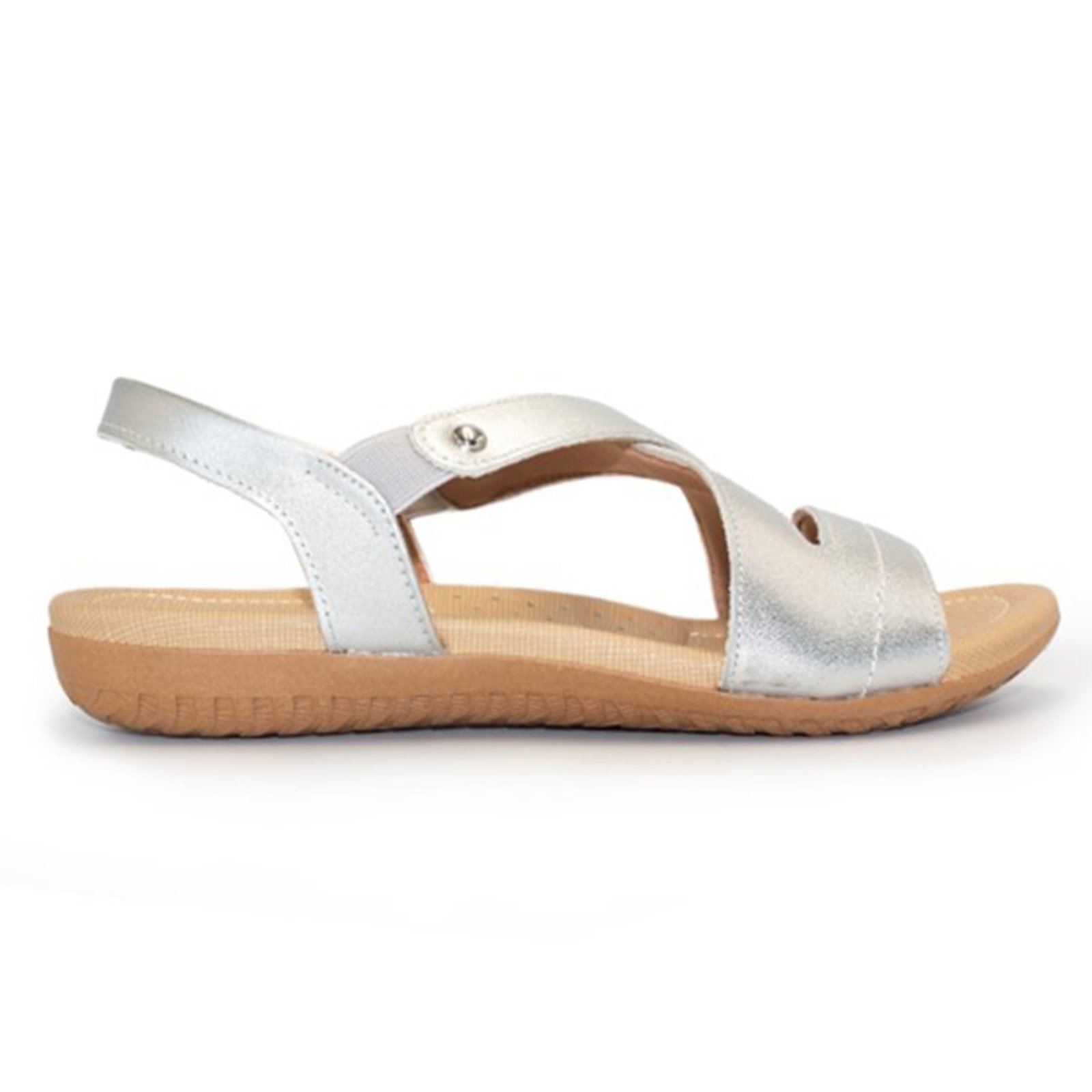 Sandália Usaflex Rasteira Couro Elastico Conforto R1804 Aço -136