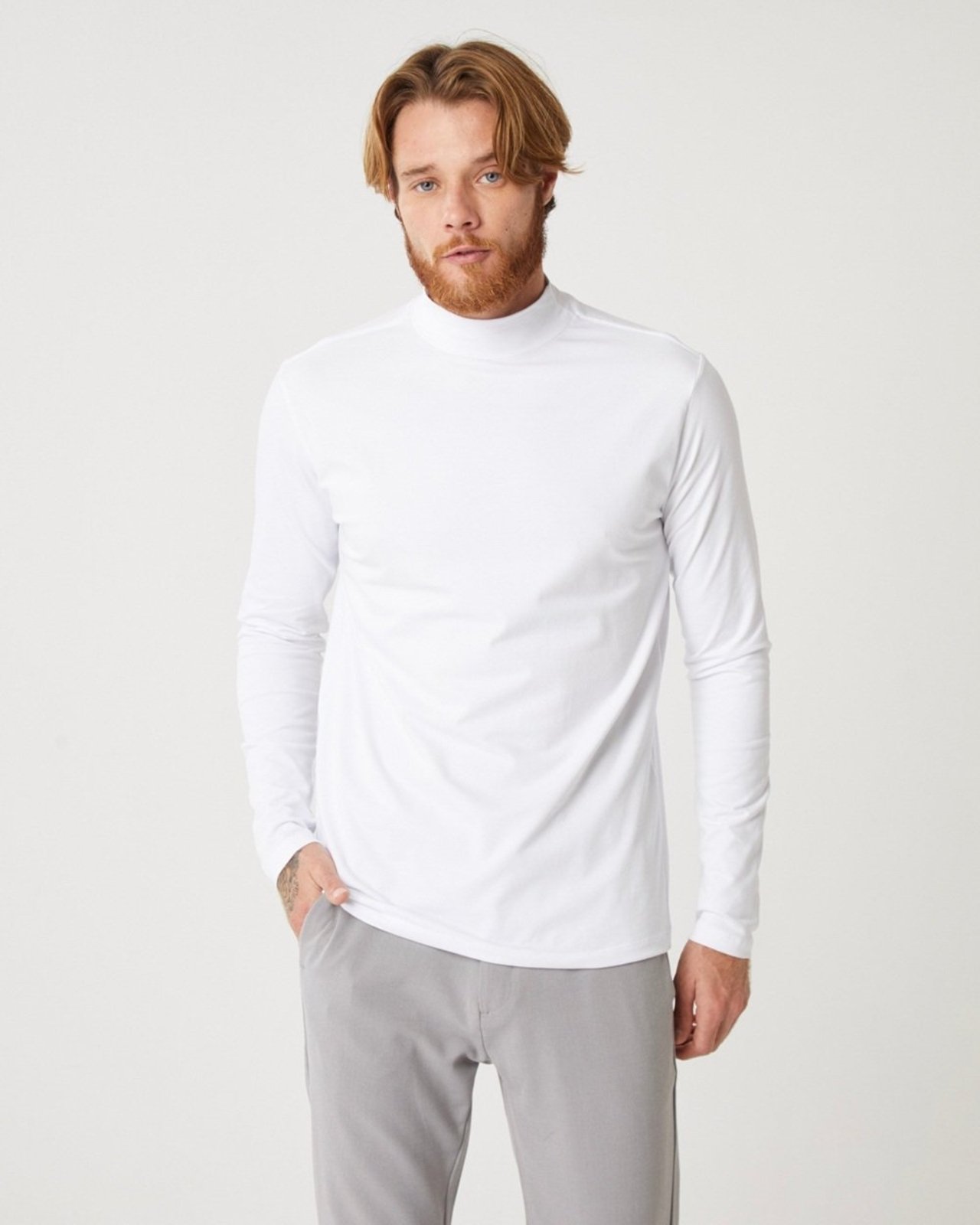 Camiseta Premium Gola Alta ML Off White