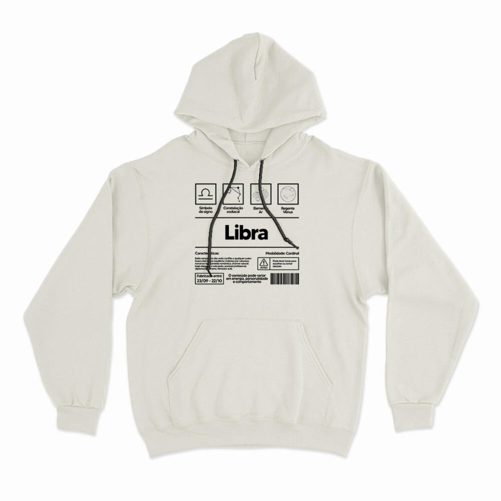 Moletom Com Capuz Libra - Off White - Casual - Studio Geek