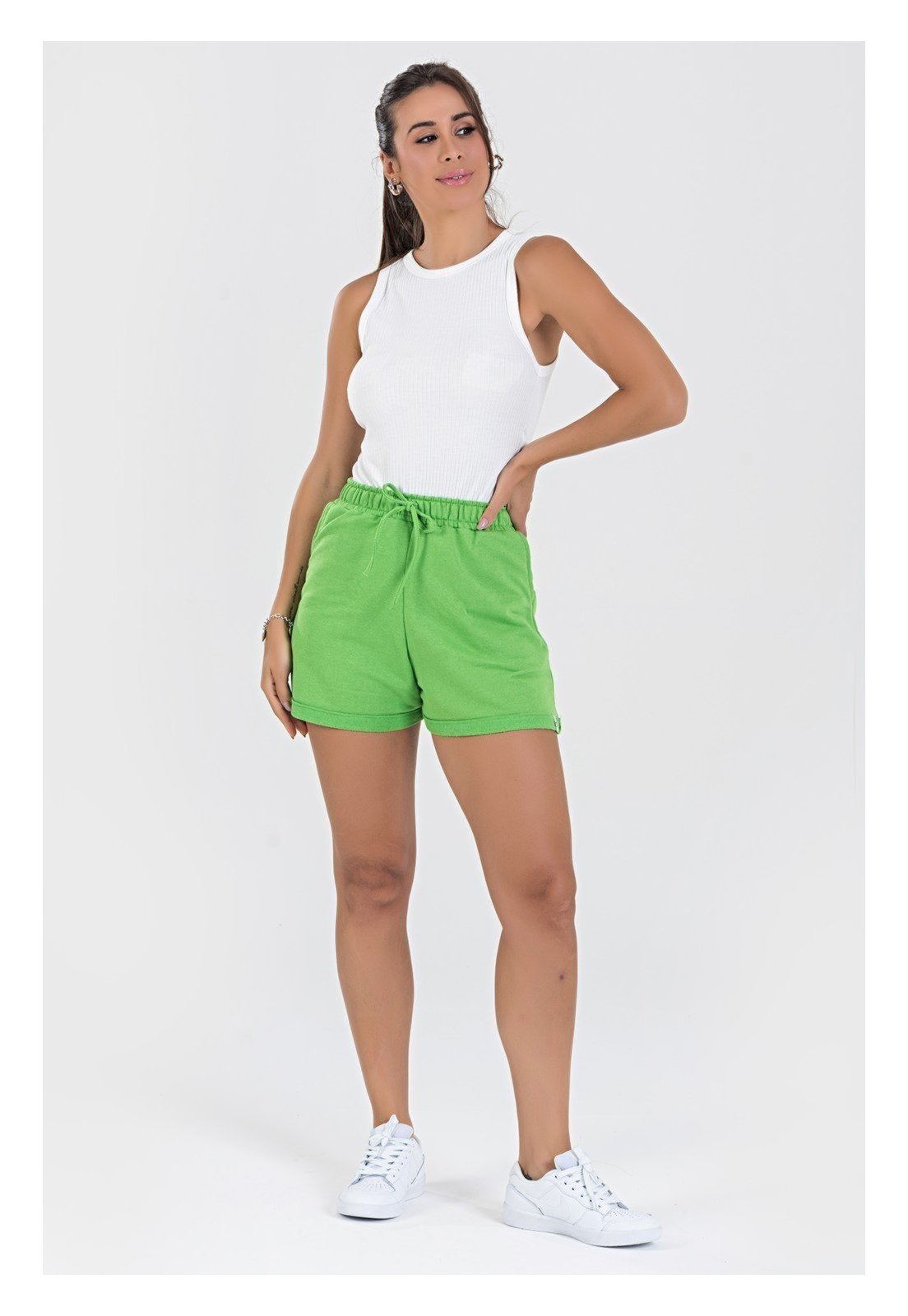 Vista 3 Short Moletinho com Bolso Meu Jeans verde Meu Jeans verde
