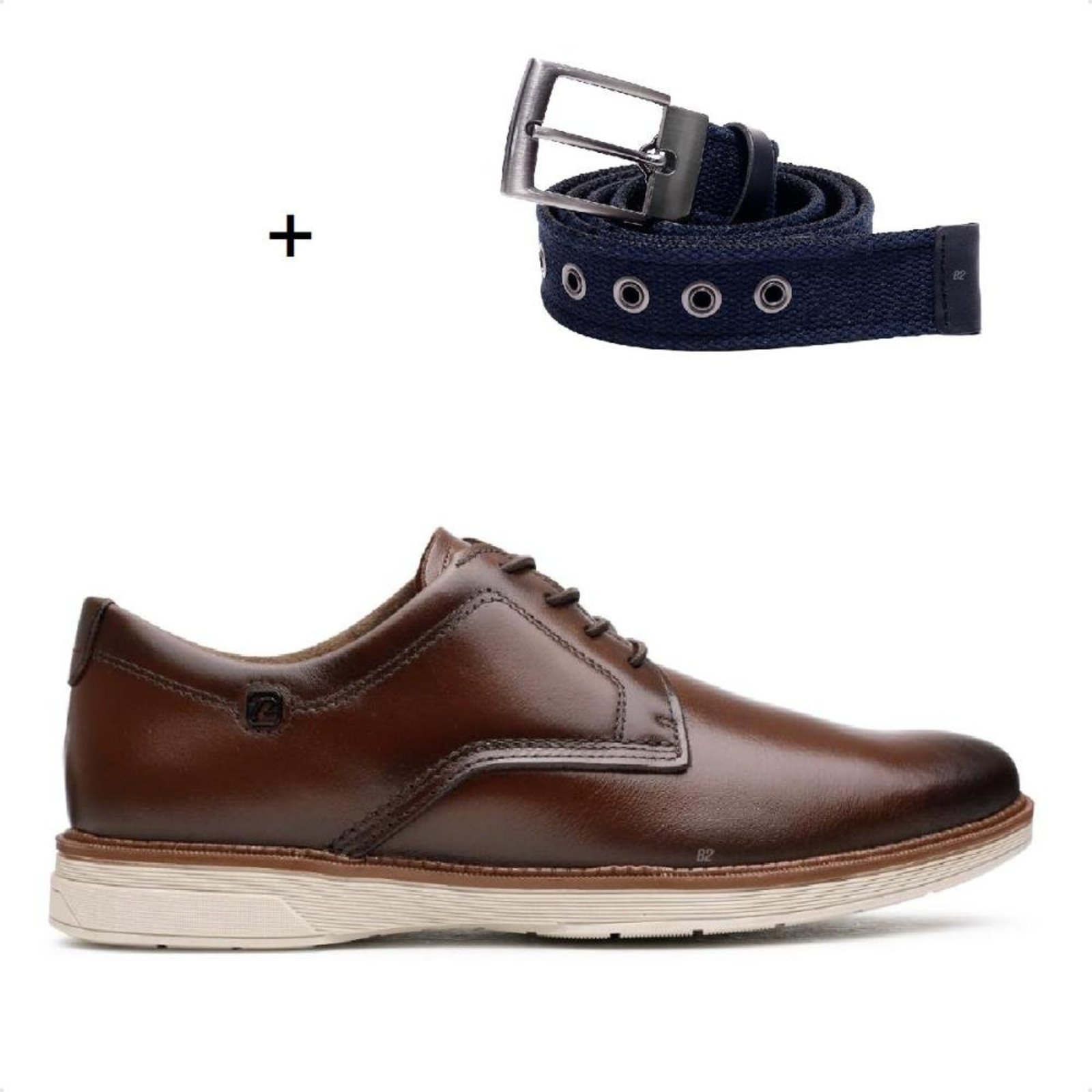 Sapato Pegada Cardiff Casual Masculino + Cinto Dupla Face Fivela Marrom