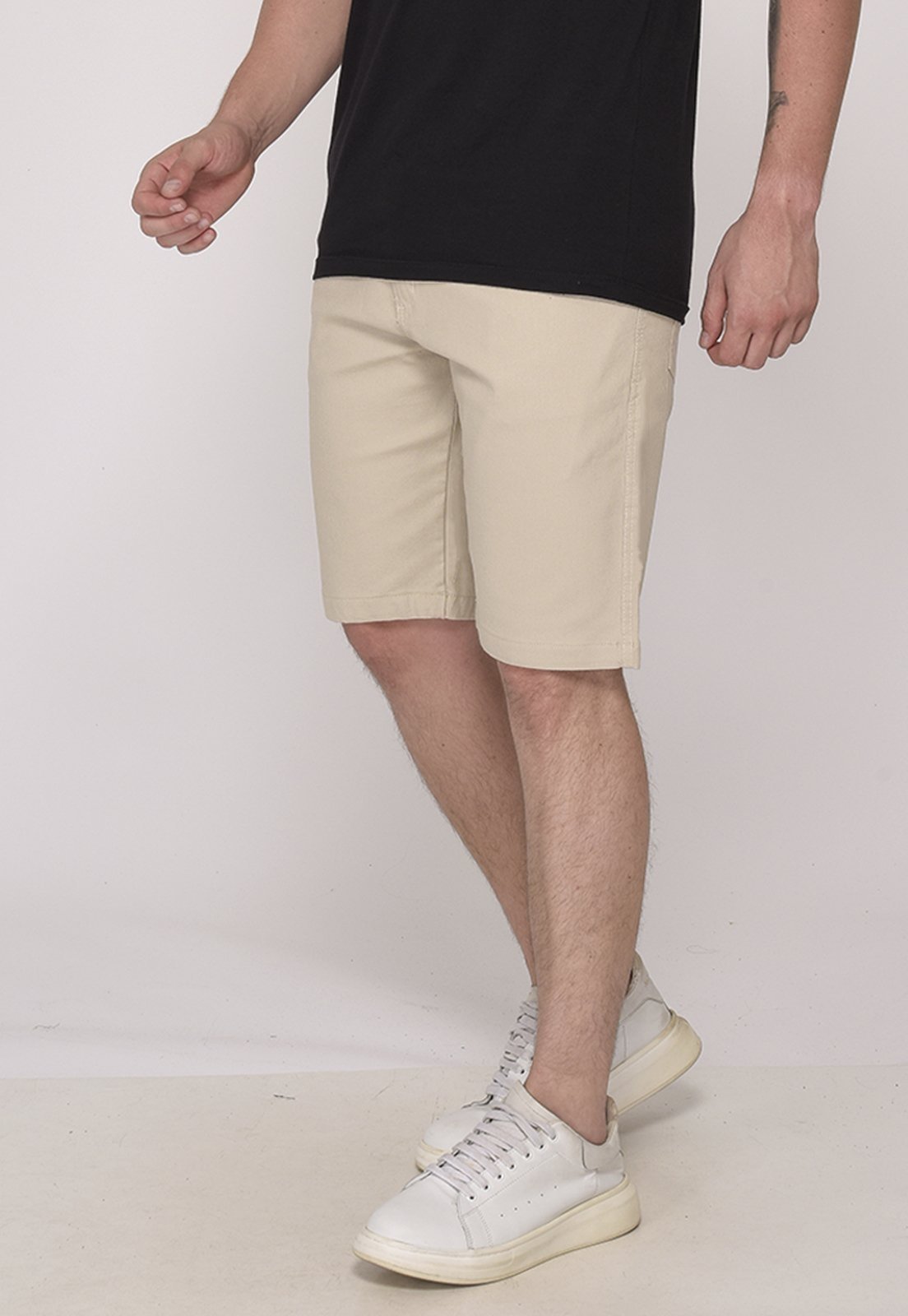 Bermuda Sarja Casual Masculina Conforto Elastano 7792 Bege