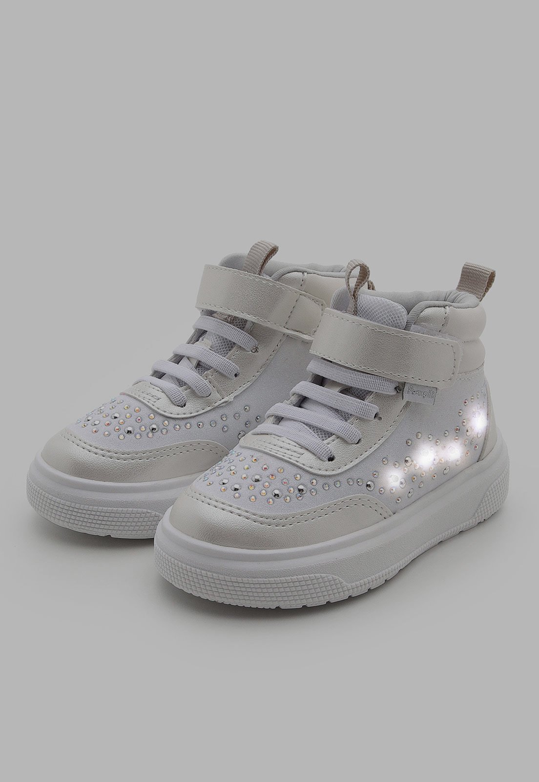 Infantil - Tênis Pampili Cano Médio LED Pedraria Branco