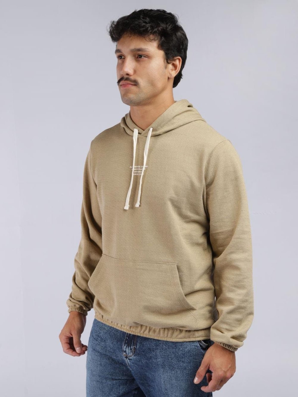 Moletom Diagonal Com Capuz Eletrón Masculino BEGE