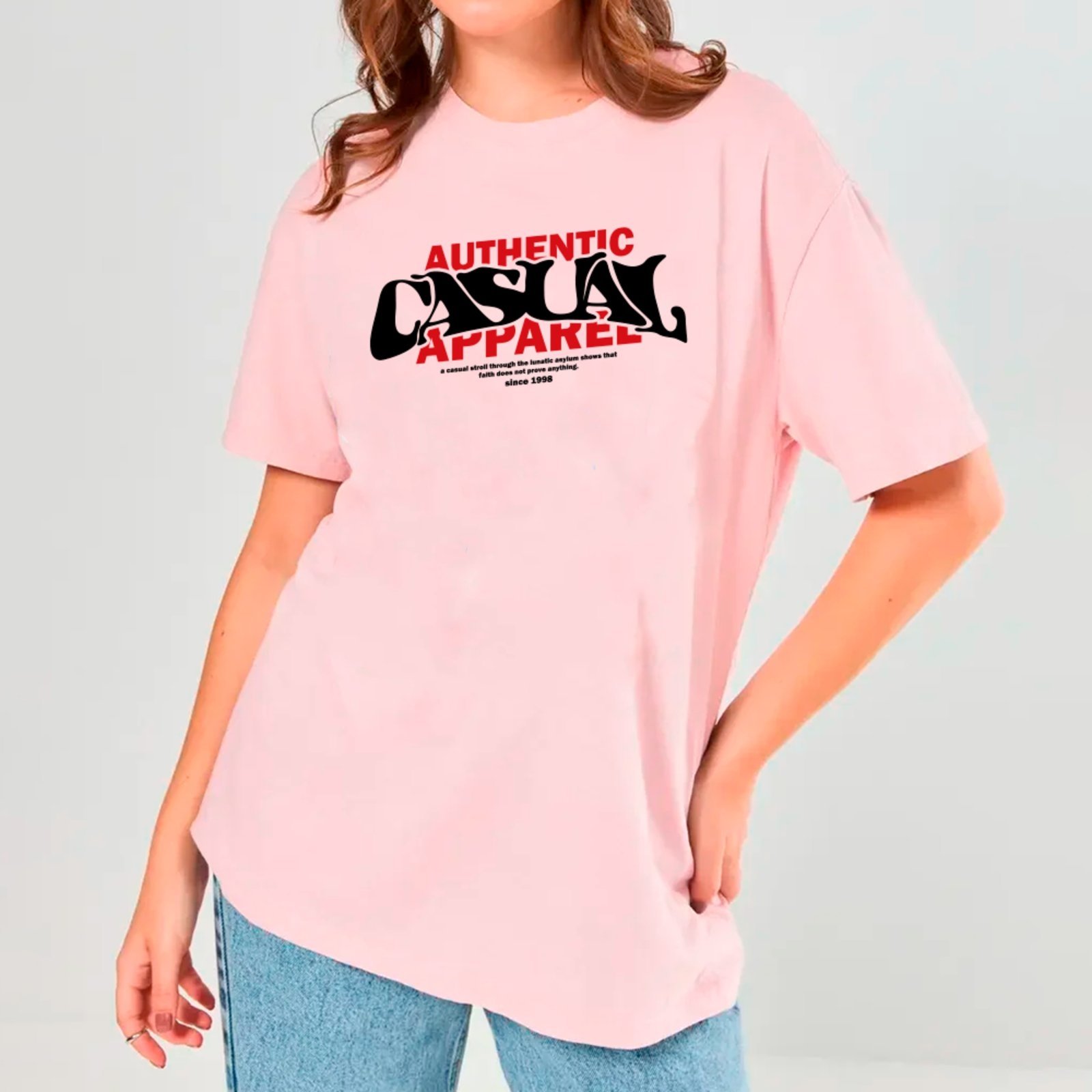 Camiseta Ousy Unissex Authentic Casual Apparel Básica Rosa