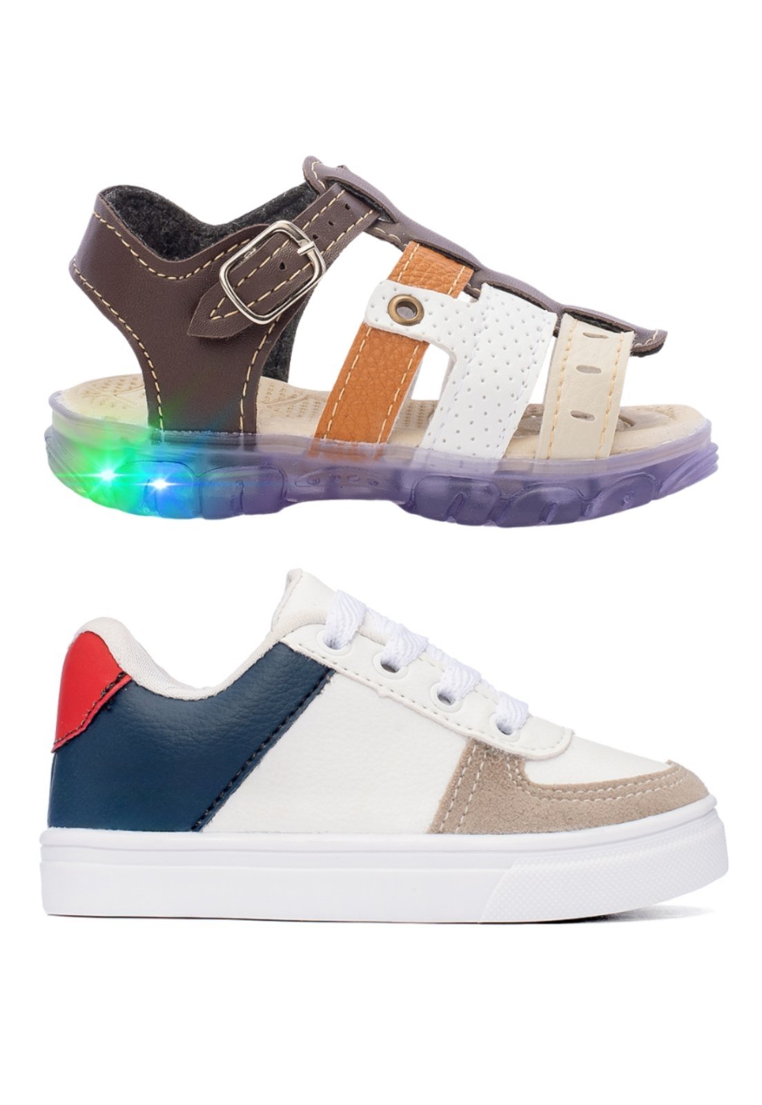 Infantil – Combo Tenis Casual + Sandalia LED Menino Funfy 2311A Cinza