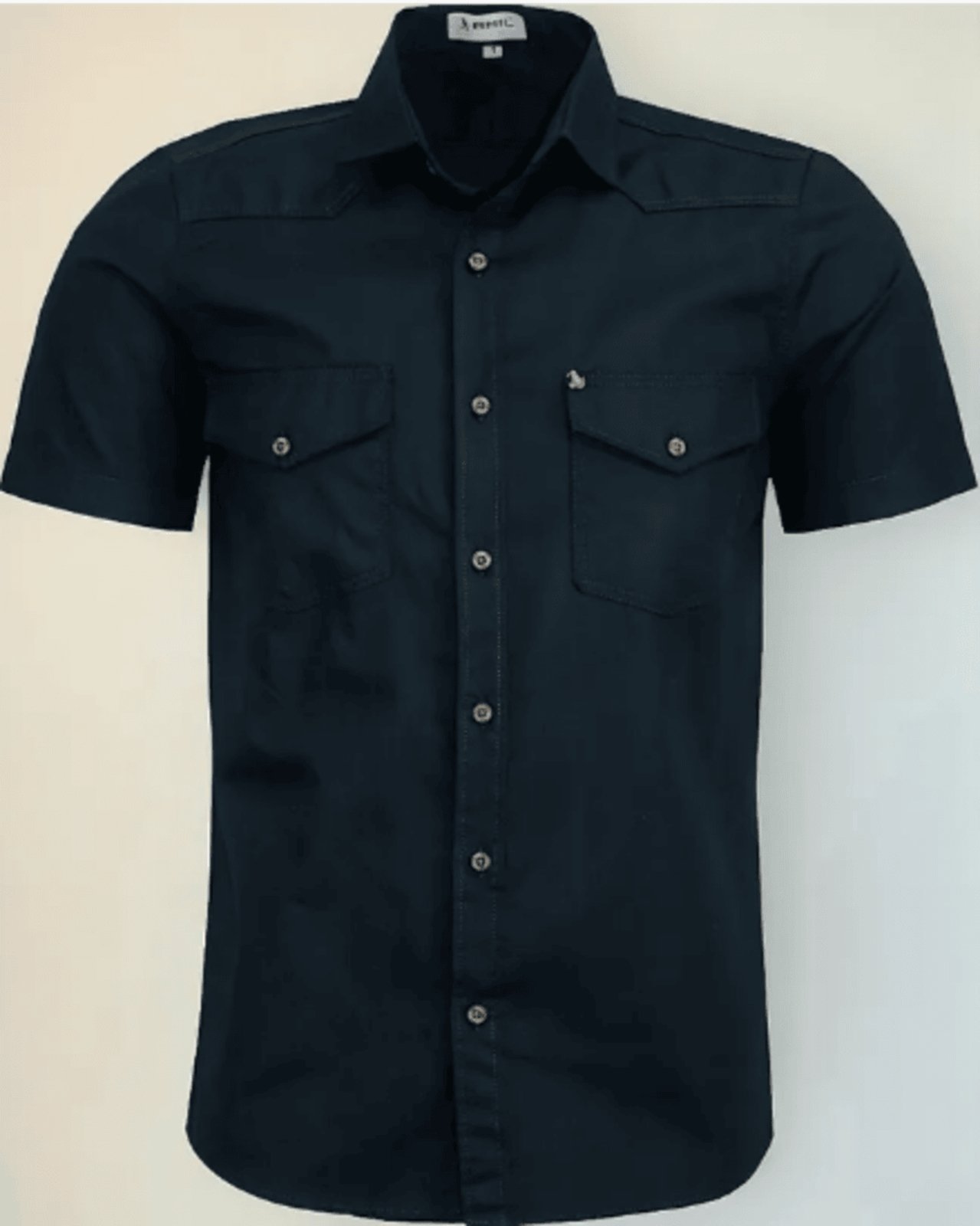 Camisa Estilo Militar Amil Comfort Cross Macia 2 Bolsos Manga Curta Luxo Preto