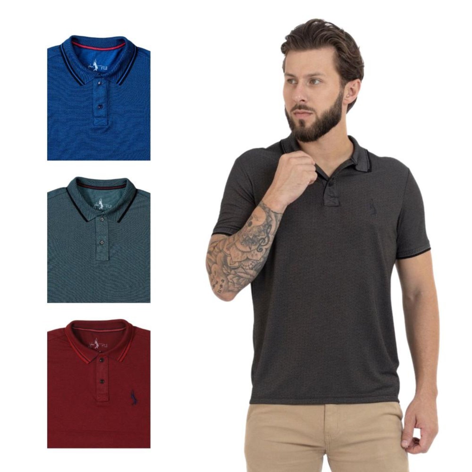 Kit 4 Camisa Polo Masculina Elegante Dia a Dia Piquet