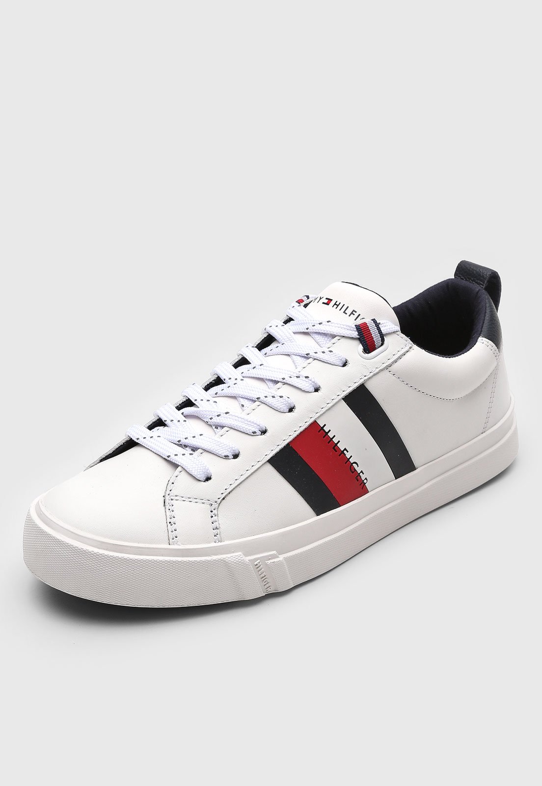Tênis Tommy Hilfiger Recortes Branco/Azul-Marinho