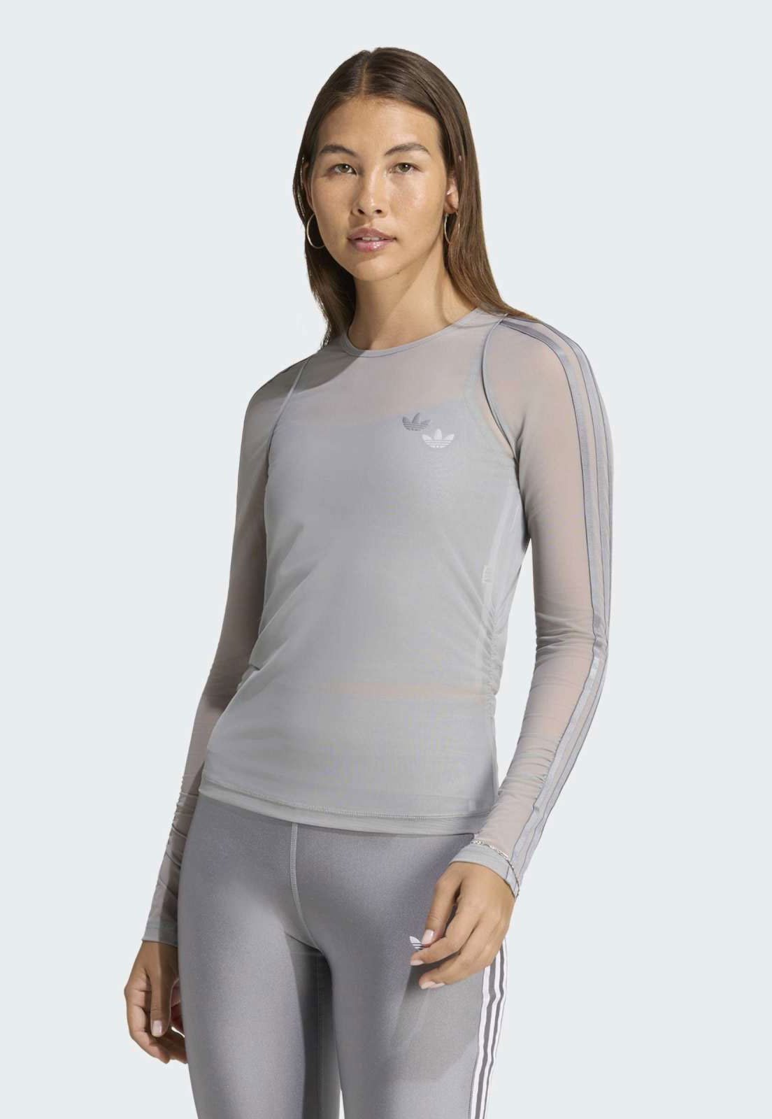 Blusa Feminina adidas Originals Training Manga Longa Cinza