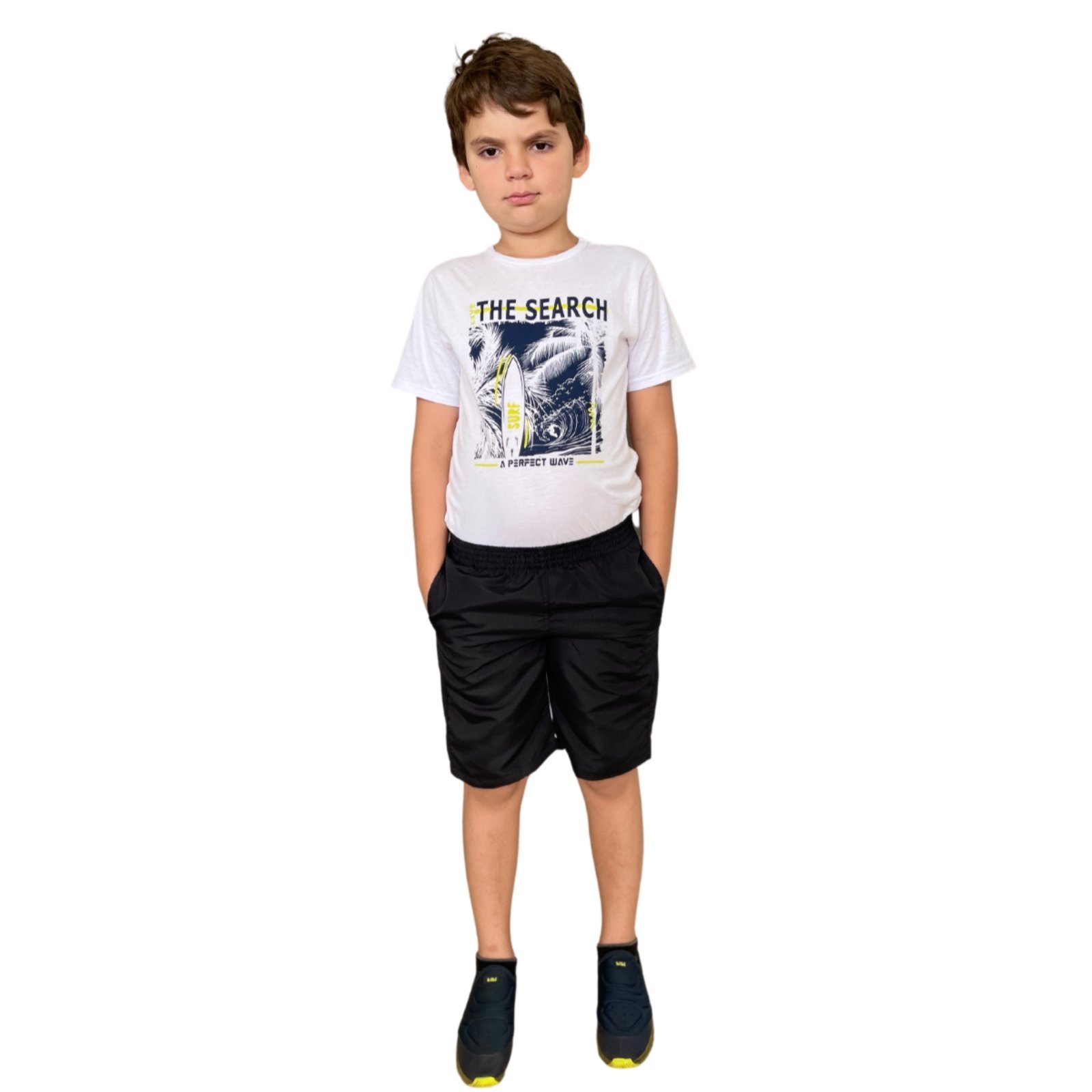 Infantil - Bermuda Tactel Escolar Juvenil Preto Aliarthe