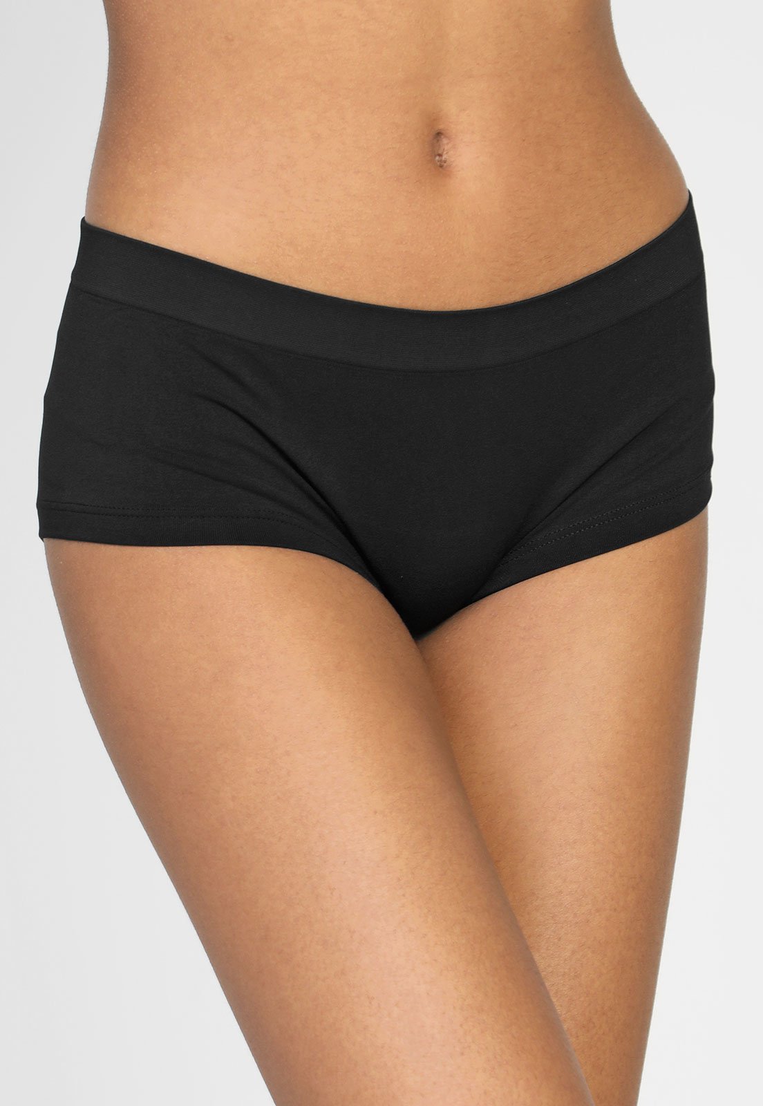 Vista 2 Calcinha Lupo Boxer Loba Sem Costura Preta preto Lupo preto