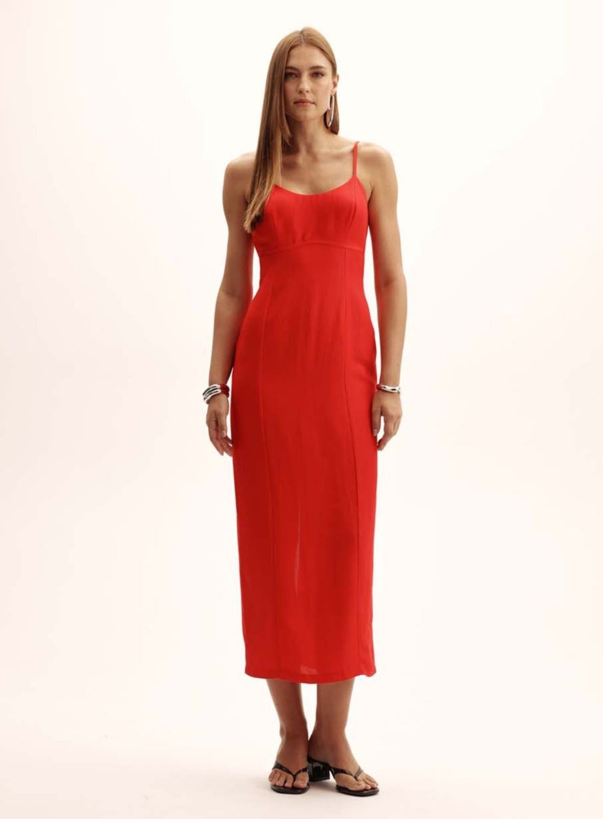 Vestido Comfort Linho Costas Abertas Triton Vermelho Luxury
