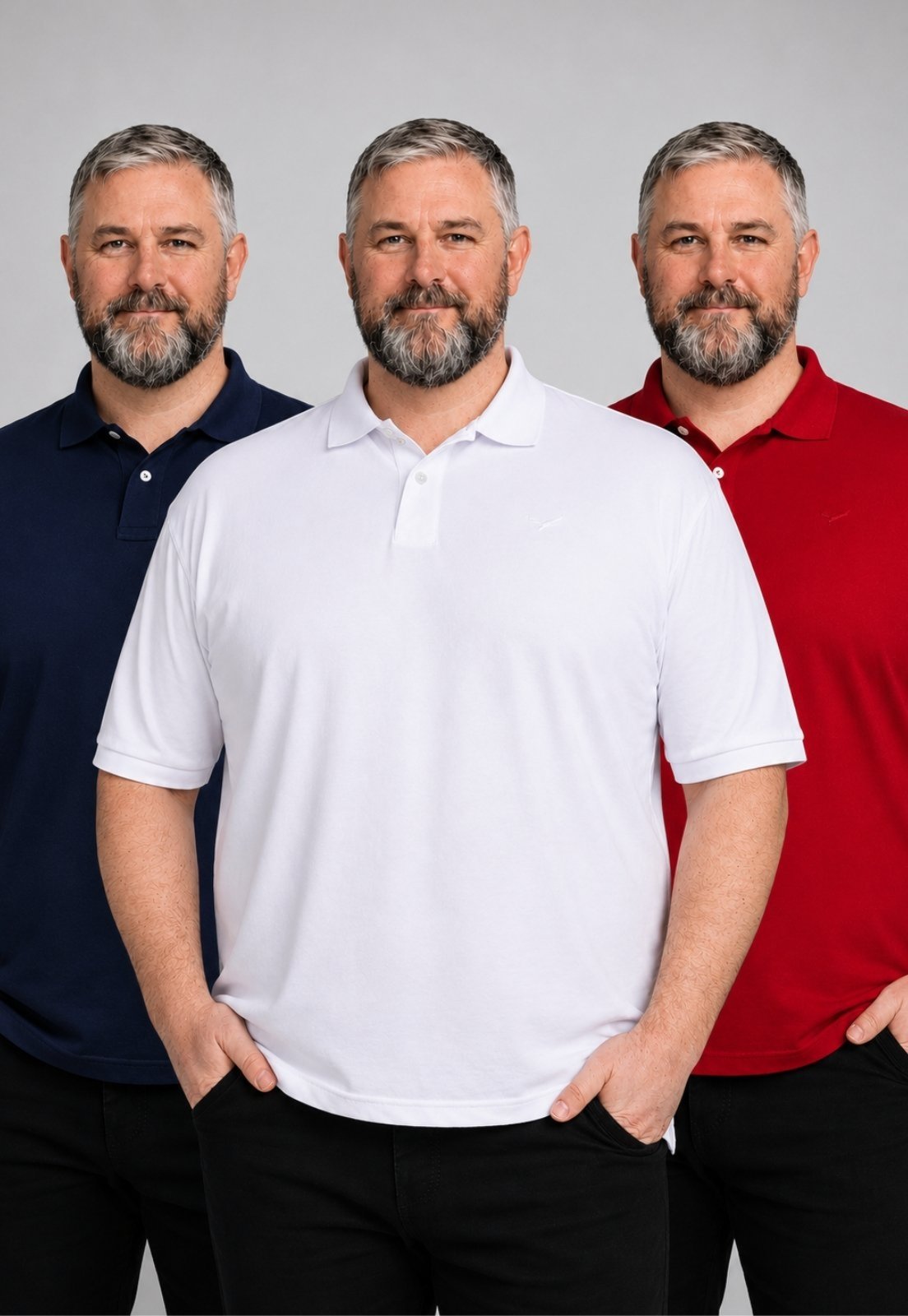 Kit 3 Polo Masculina Plus Size Camisa Extra Grande Daze Modas Branco Vermelho Azul Marinho