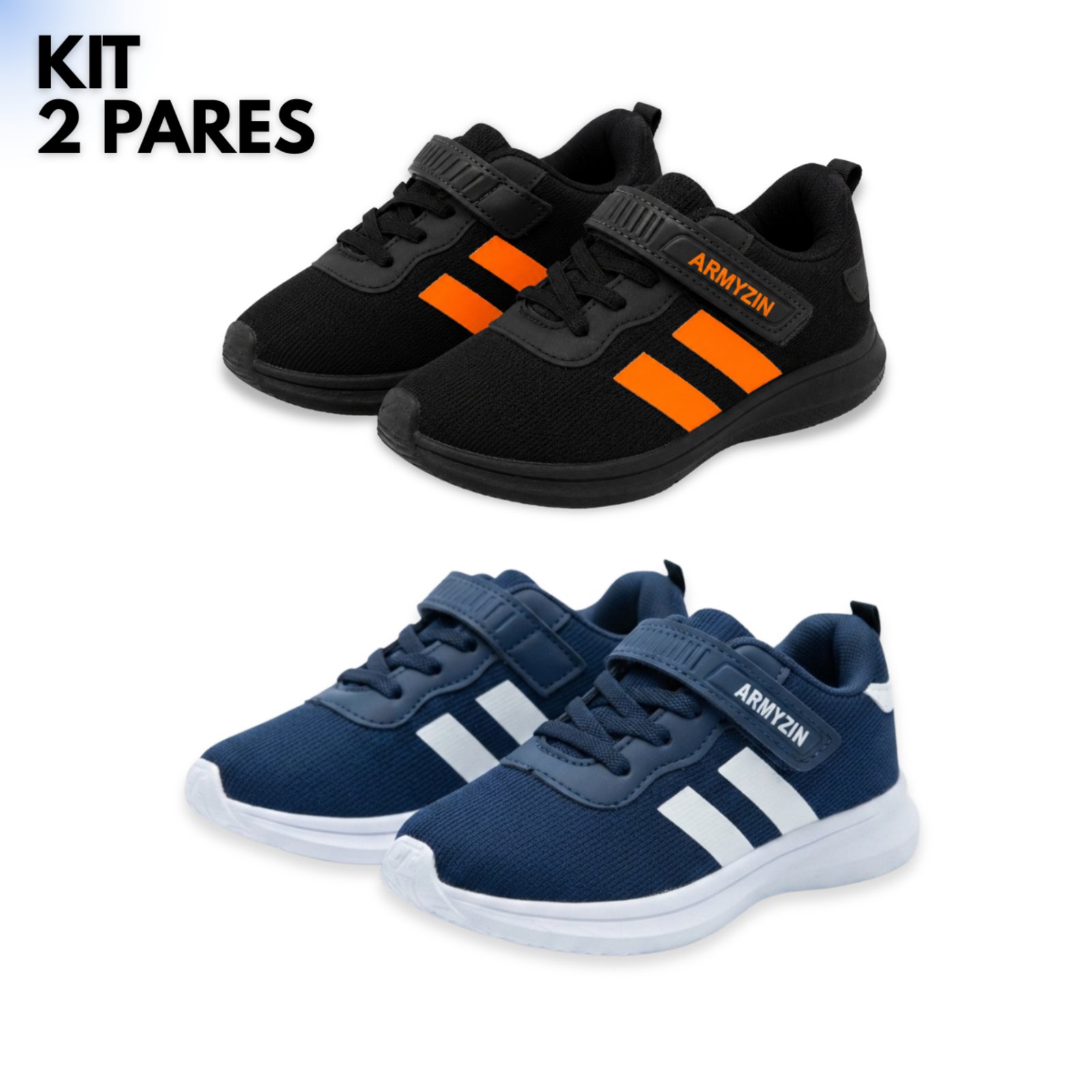 Infantil - Tênis Masculino Esportivo Leve Confortável Macio Antiderrapante-2 Pares