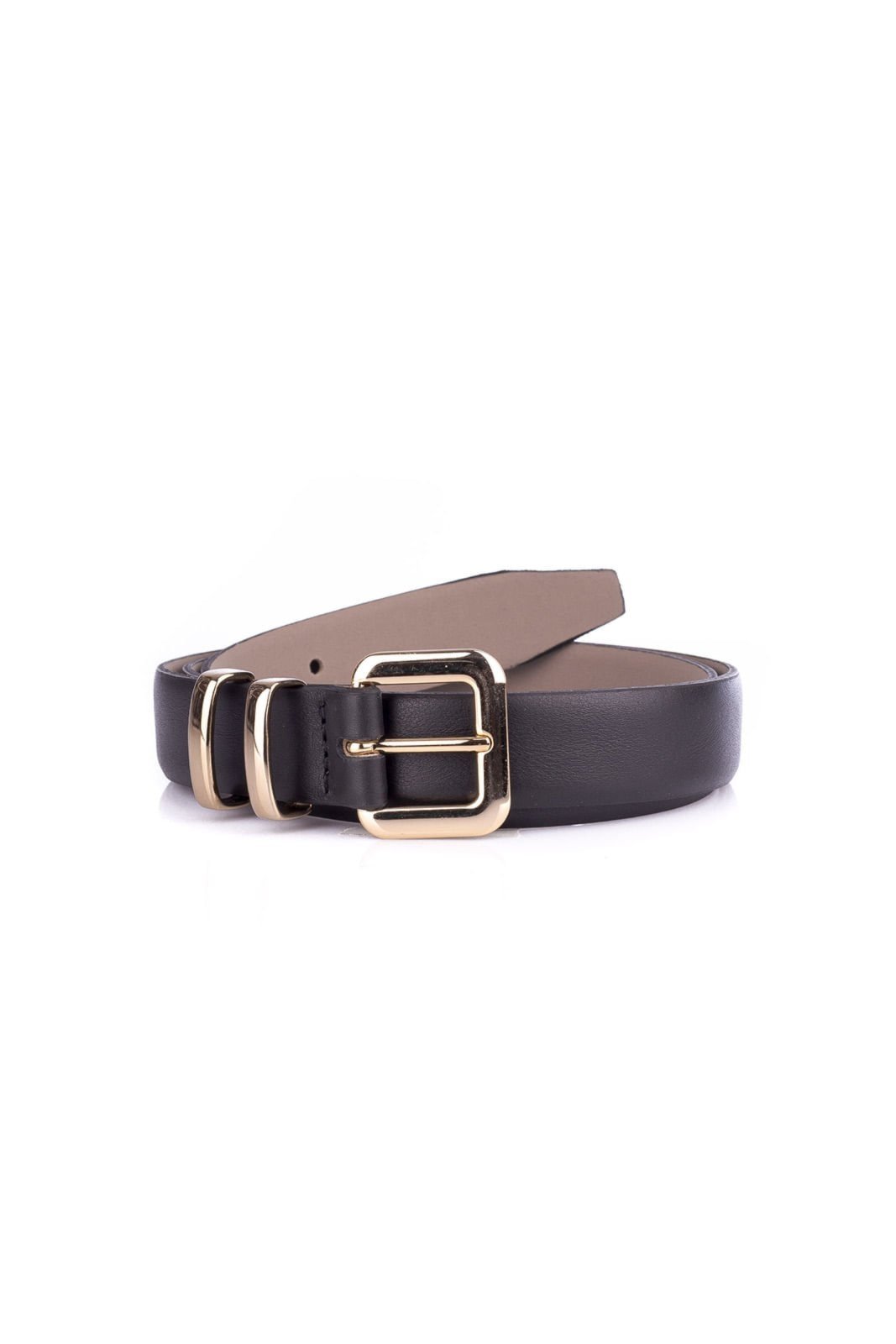 Cinto feminino de couro Lauren – Preto
