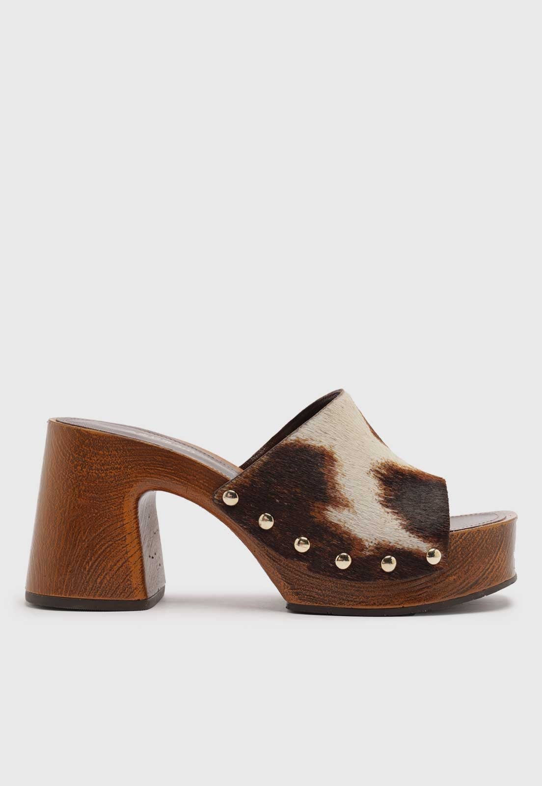 Sandália Meia Pata Arezzo Animal Print Marrom