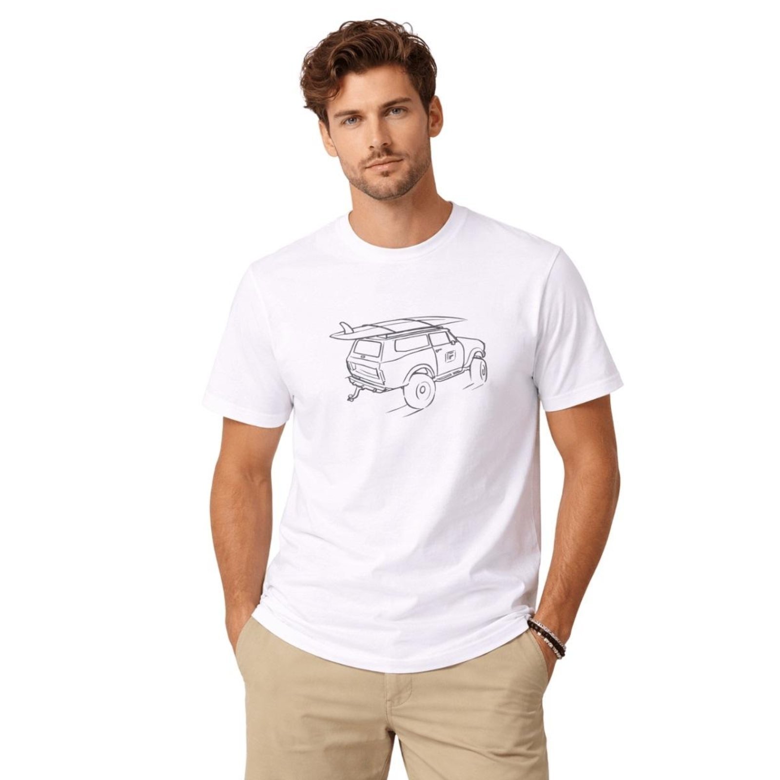 Camiseta Manga Curta Basica Slim Masculina Fico B5016 Branco