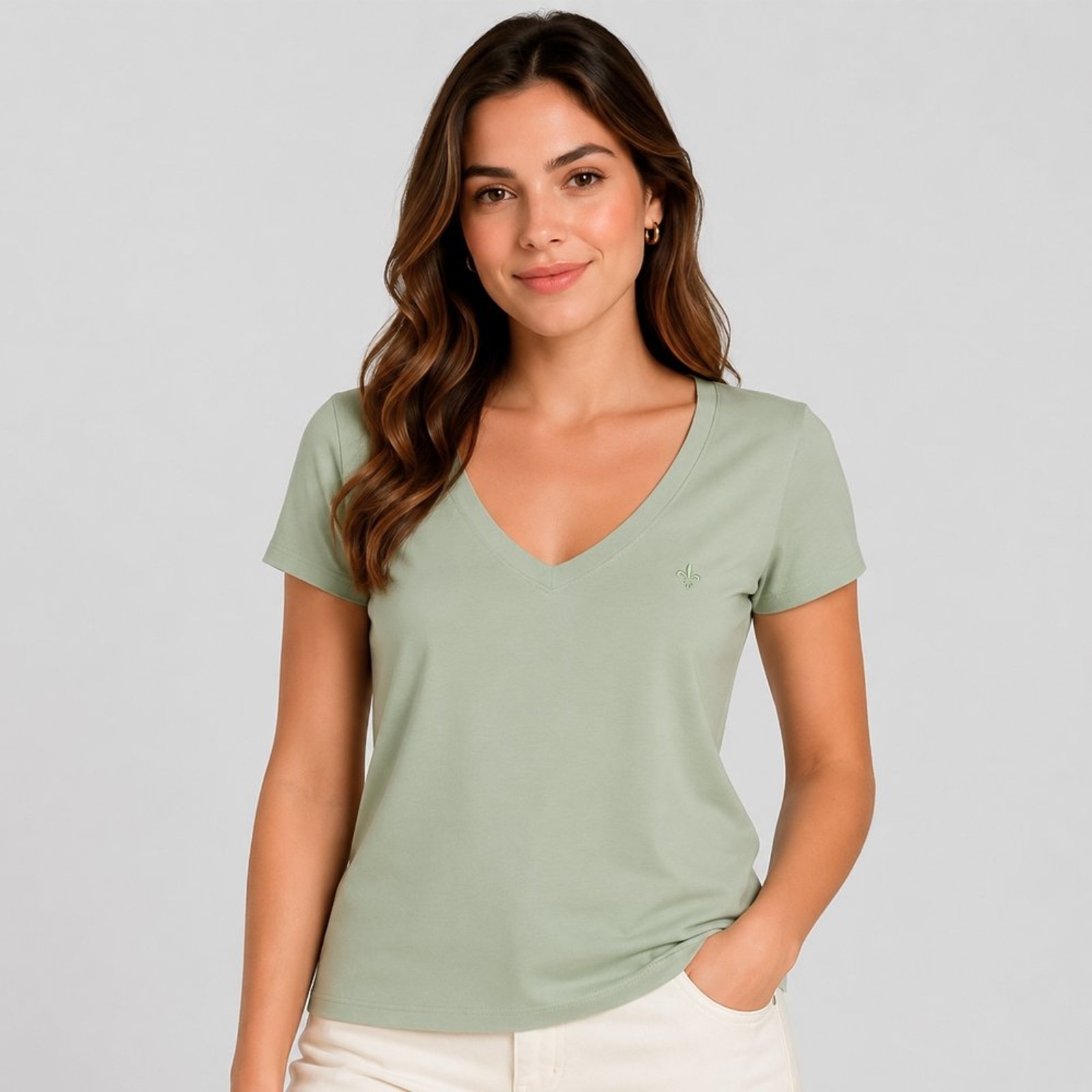 Blusa Dudalina Decote V Pr27 Verde Feminino