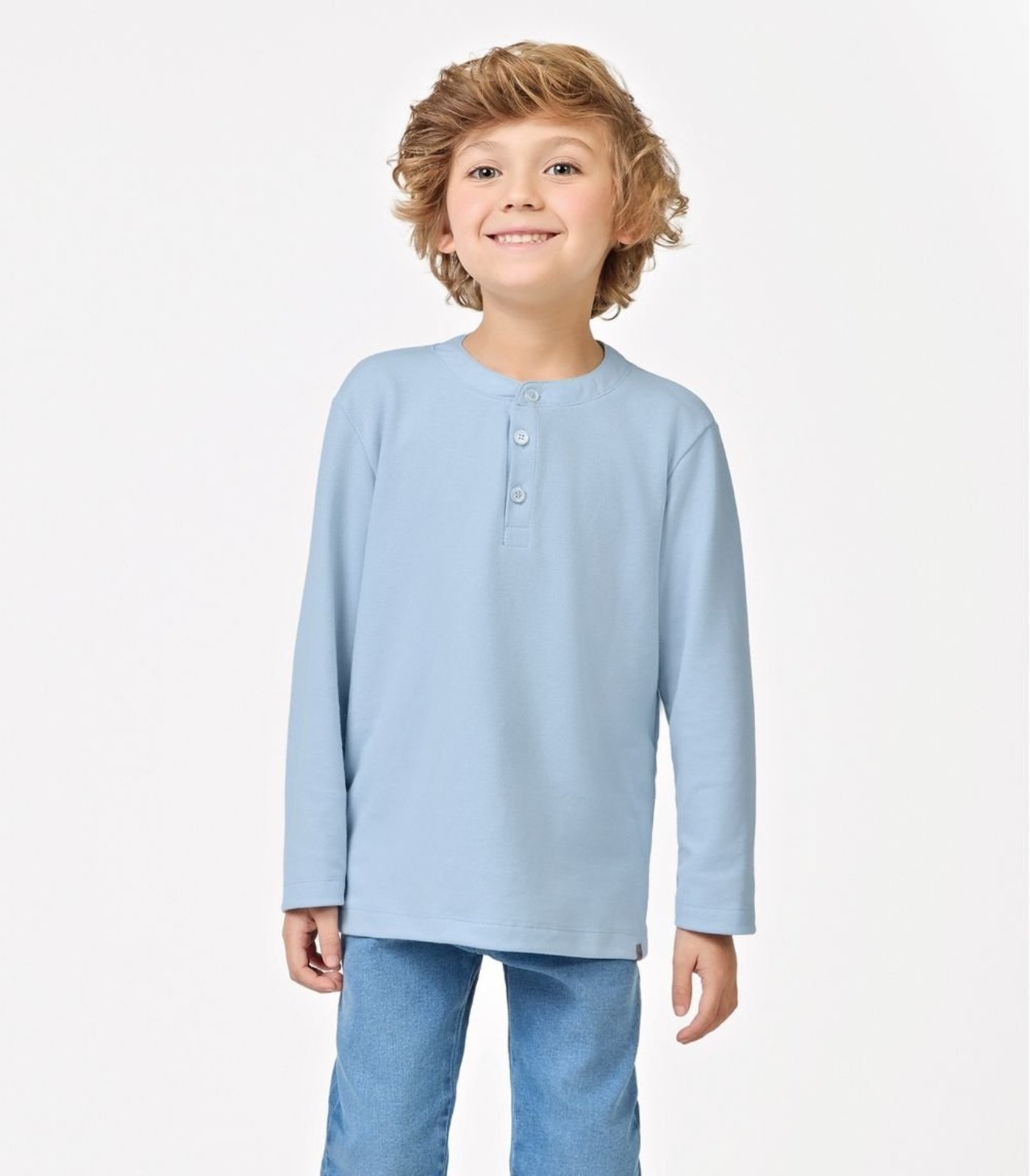 Infantil - Polo Manga Longa Menino Trick Nick Azul