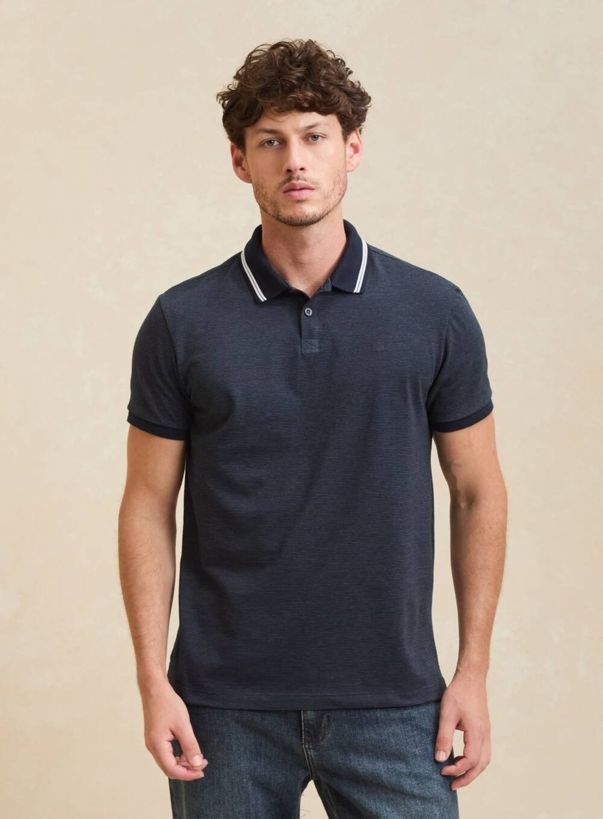 Polo Masculina Muscle com Friso em Contraste Forum Azul Alya