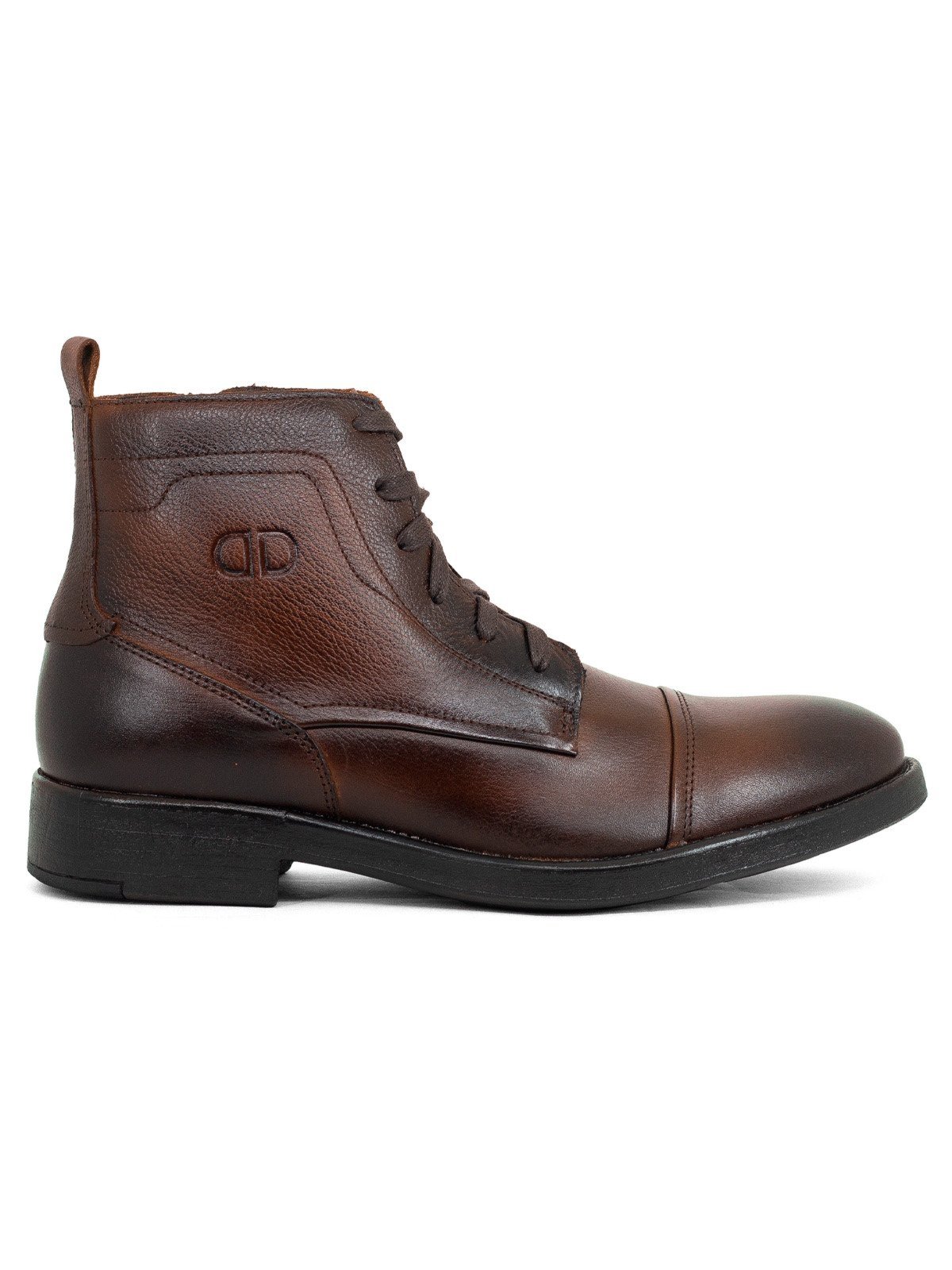 Bota Masculina Democrata Casual Garage Dust Couro Cano Médio Confortável Coturno Marrom Mogno