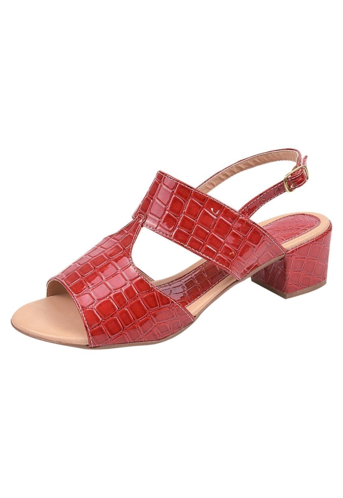 Sandália Donna Santa Verniz Croco Vermelho