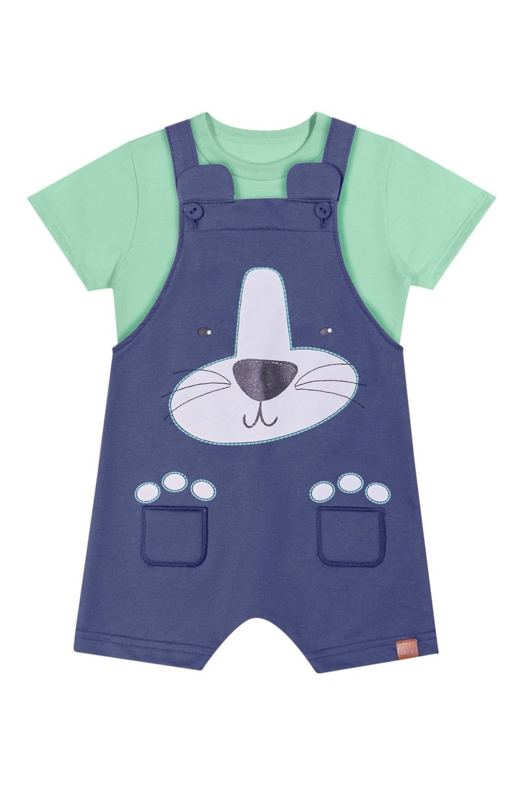 Infantil - Conjunto Menino Lontra Com Bordado Elian Azul