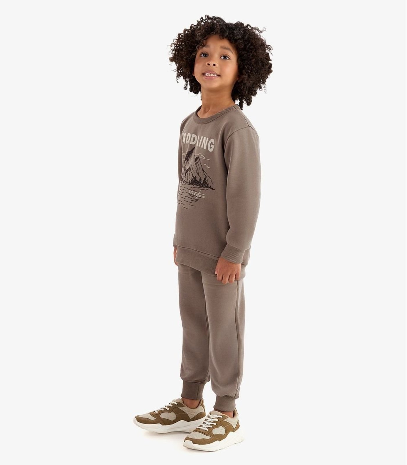 Infantil - Conjunto Blusão e Calça Moletom Rovi Marrom