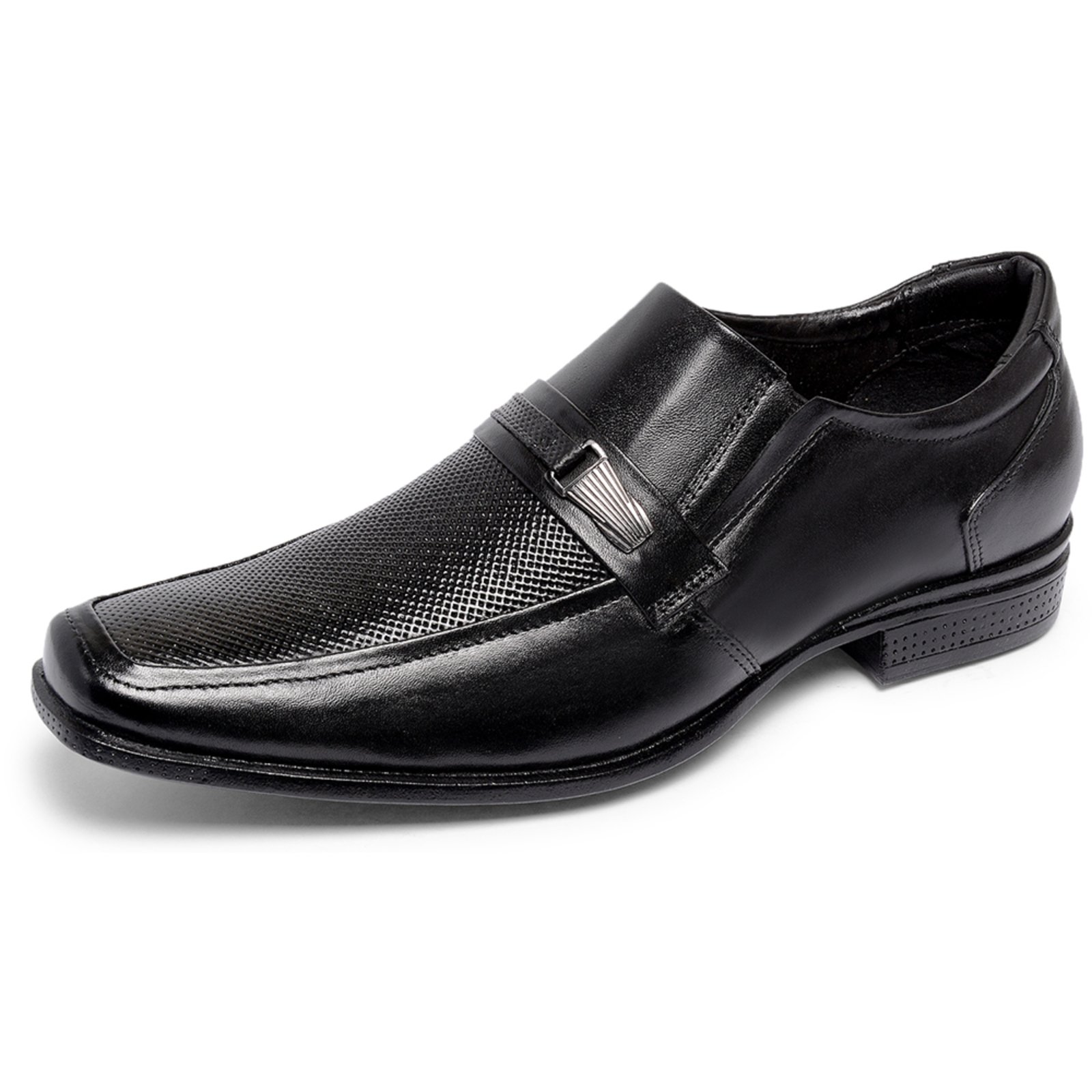 Sapato Social Masculino Ferrile Sport Elástico em Couro Preto