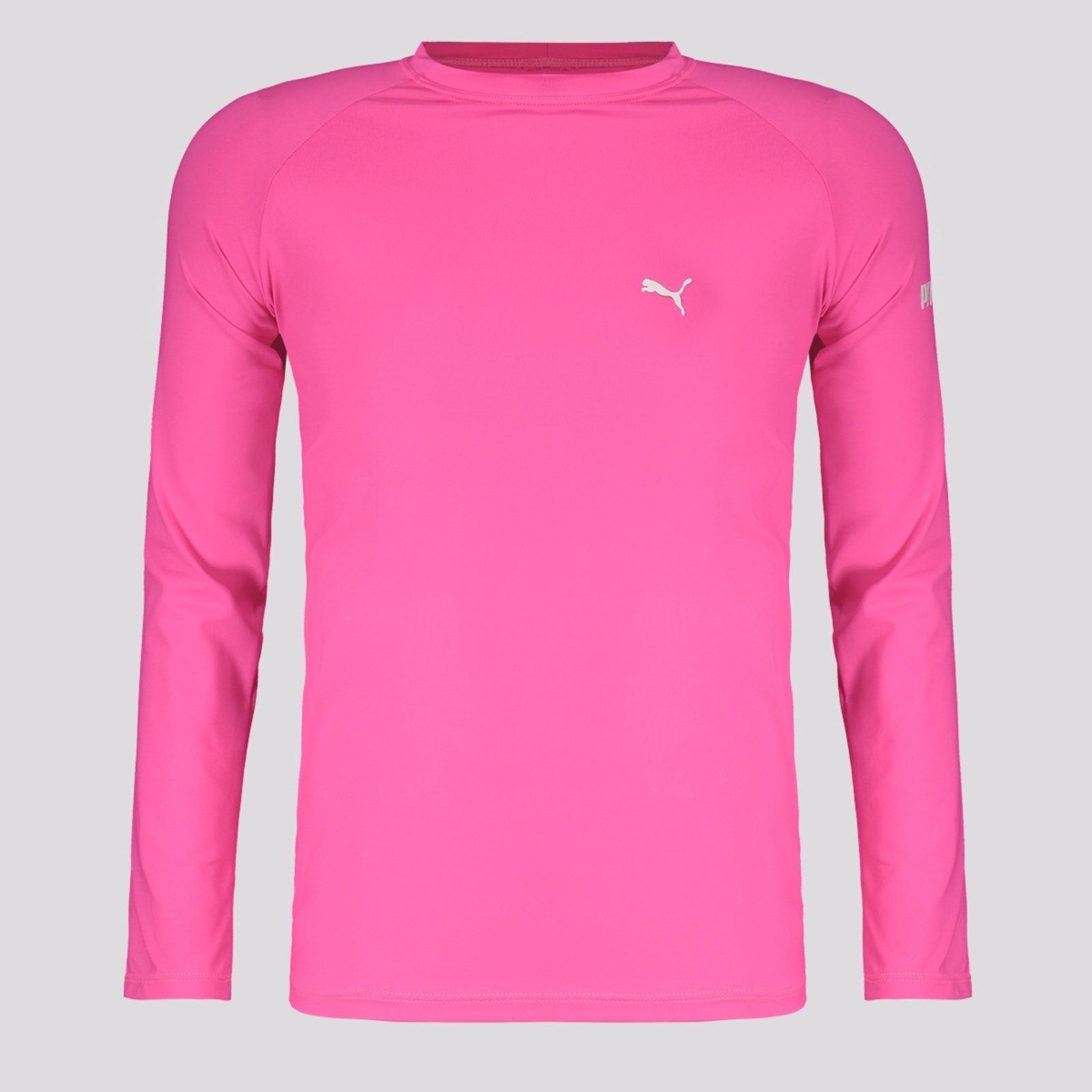Camiseta Manga Longa Puma UV50+ Juvenil Rosa e Branca