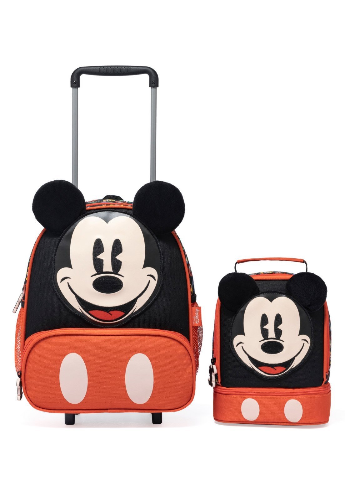 Infantil - Kit Mochila Lancheira Mickey Disney Masculina Rodinhas Resistente