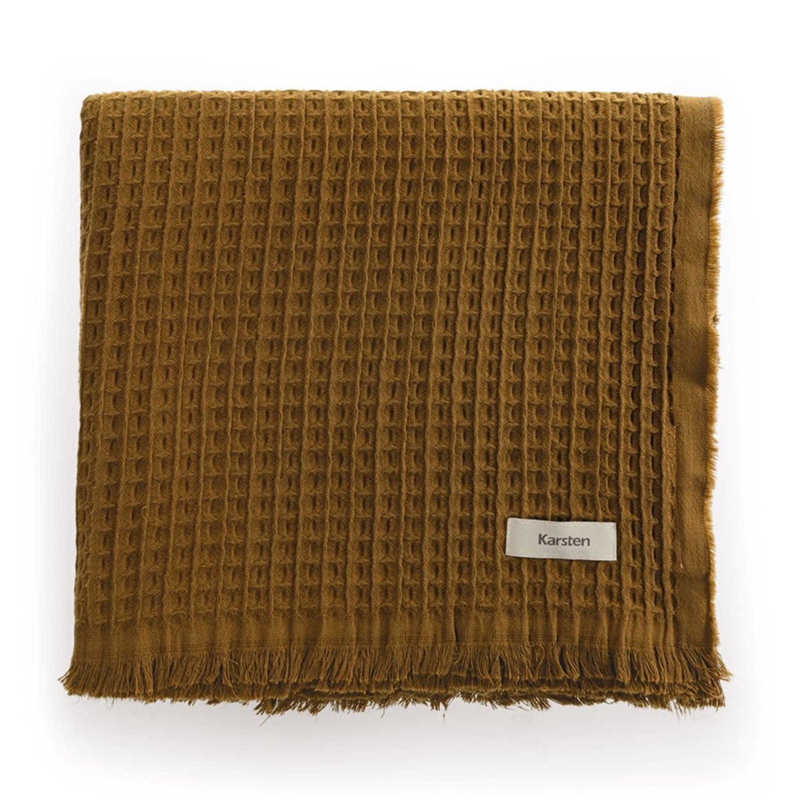Manta Decorativa Karsten Algodão Piquet Denver Marrom Ocre