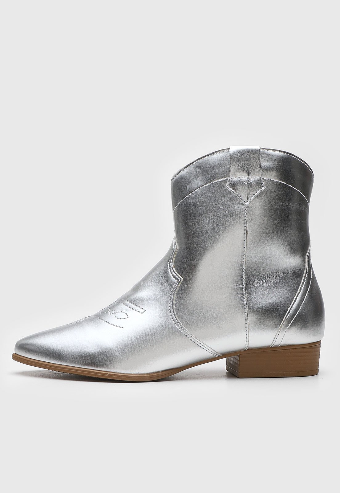 Bota Western Via Uno Cano Médio Prata