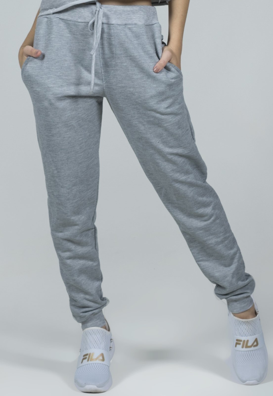 Calça Unissex WLS Modas Inverno Casual Moletom Cinza