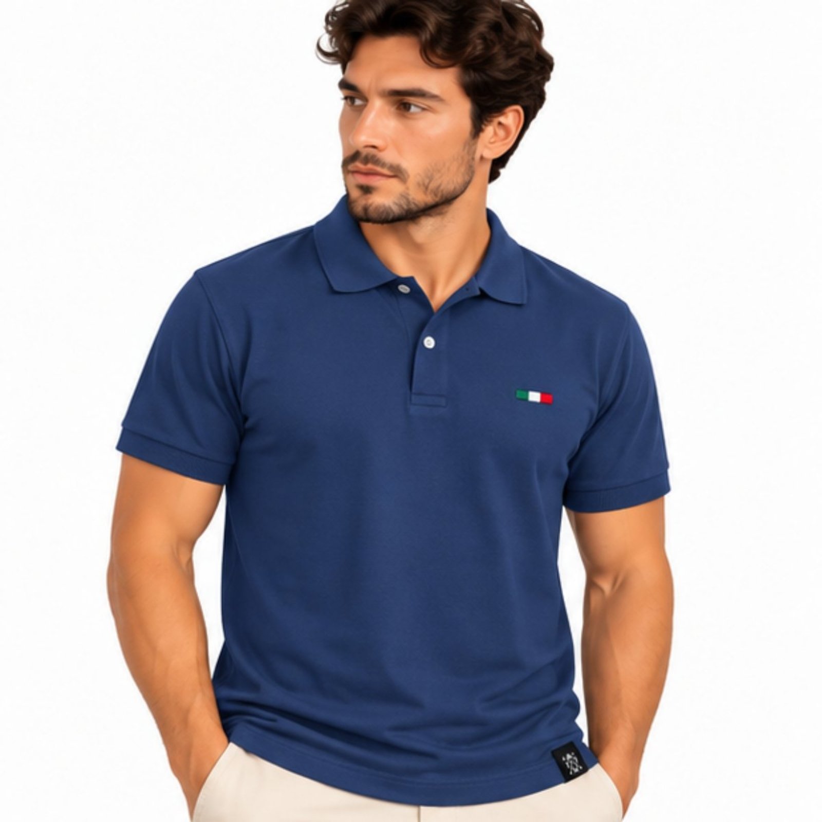 Camisa Polo Masculina FMF Bordado Itália Casual Premium Marinho