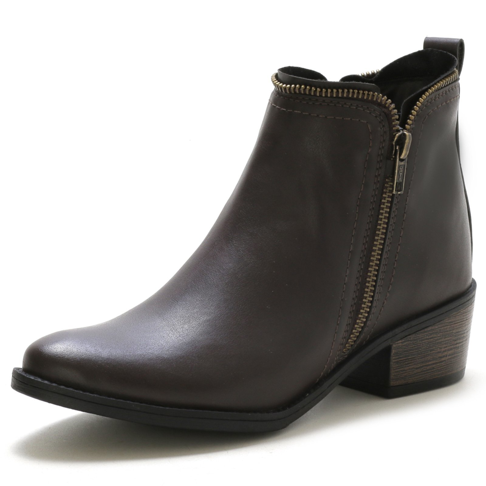 Bota Feminina Bico Fino Mr Try Shoes Cano Curto Marrom