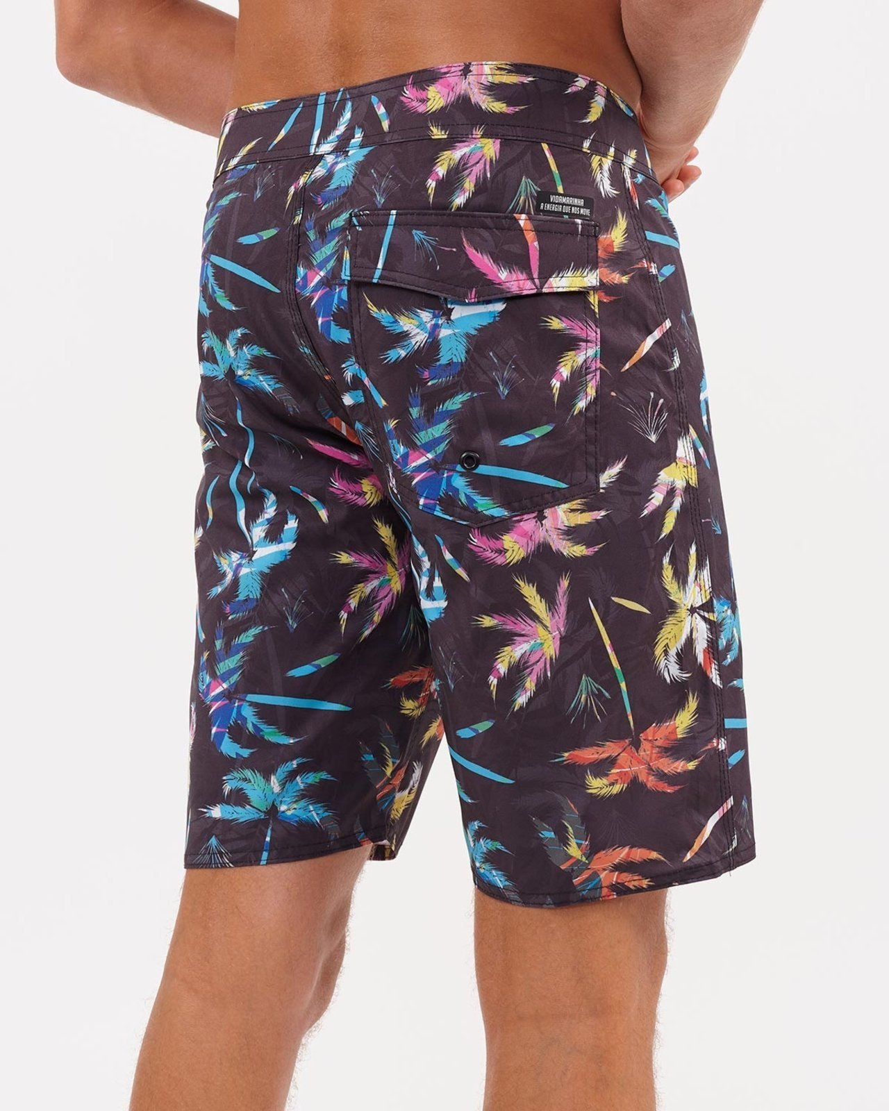 Vista 3 Bermuda Masculina Boardshort Vida Marinha Preta preto Vida Marinha preto